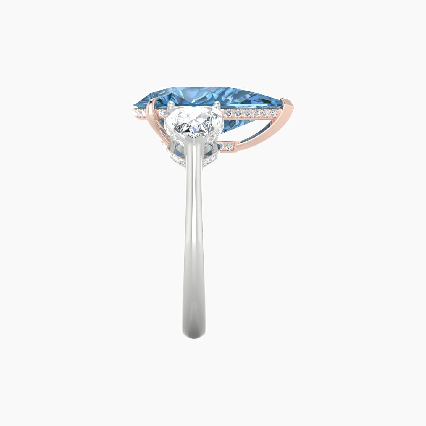 Intricate Heart Trilogy | 18k White & Rose Gold 5 ct Pear Pink Lab Diamond Ring