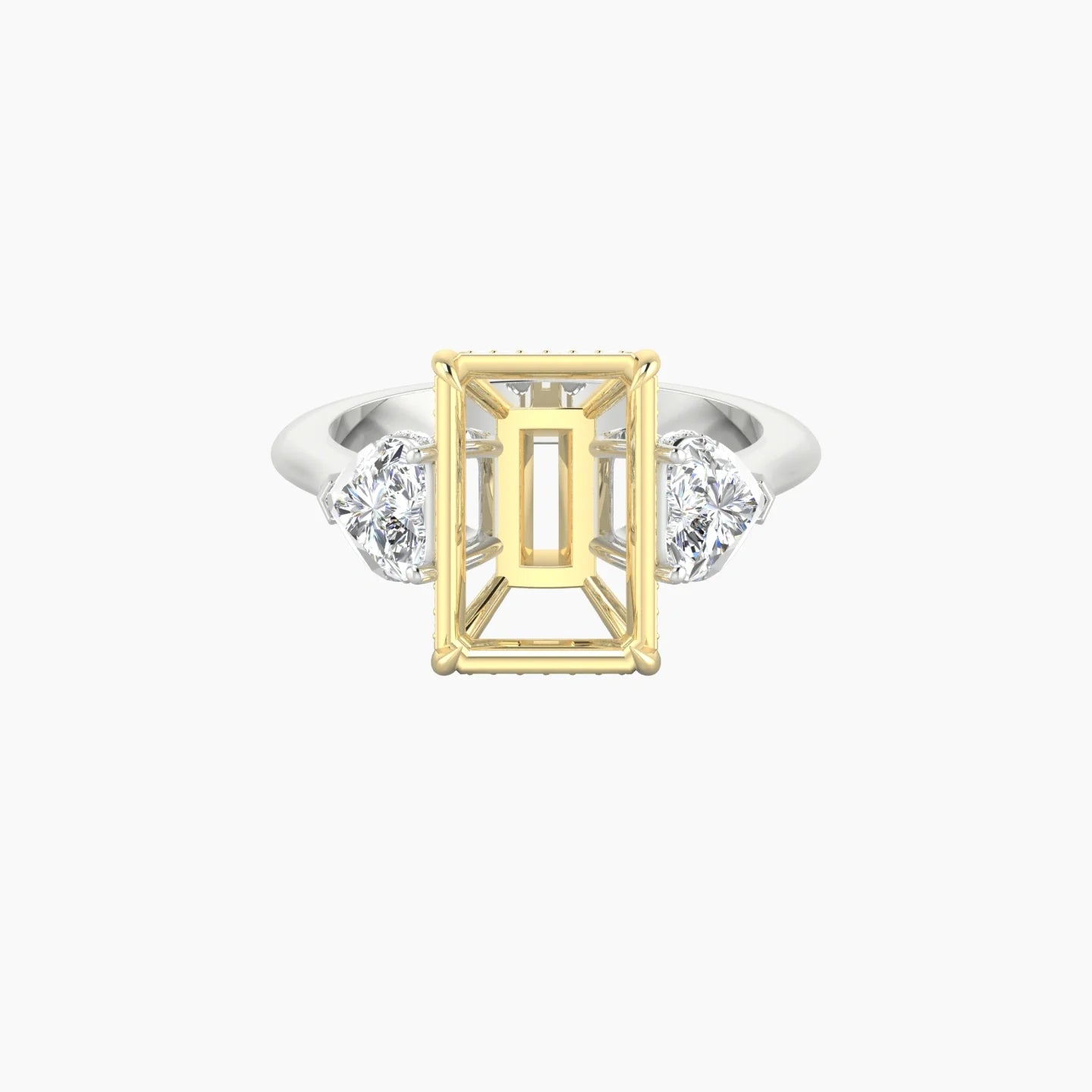 Heart Trilogy | 18k White & Yellow Gold 5-7.99 ct Radiant Cut Ring Setting