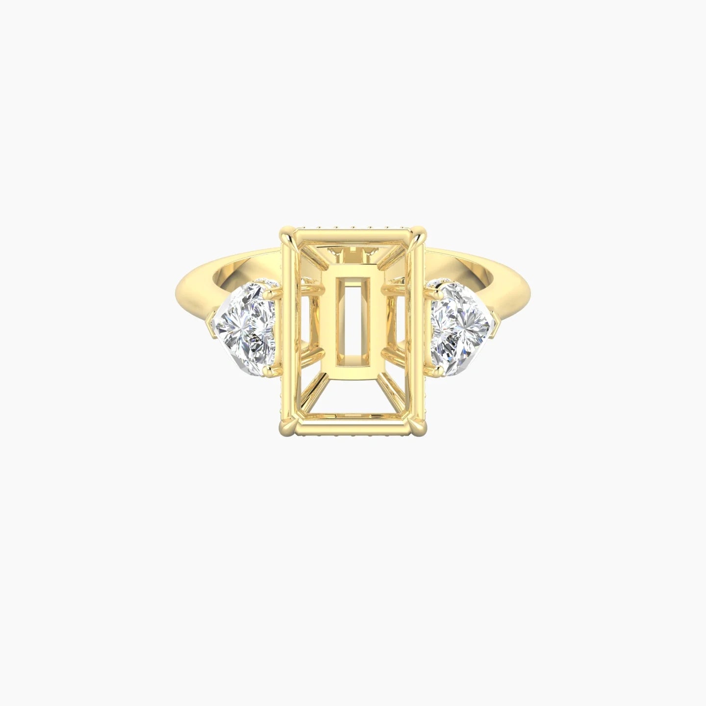 Heart Trilogy | 18k Yellow Gold 5-7.99 ct Radiant Cut Ring Setting