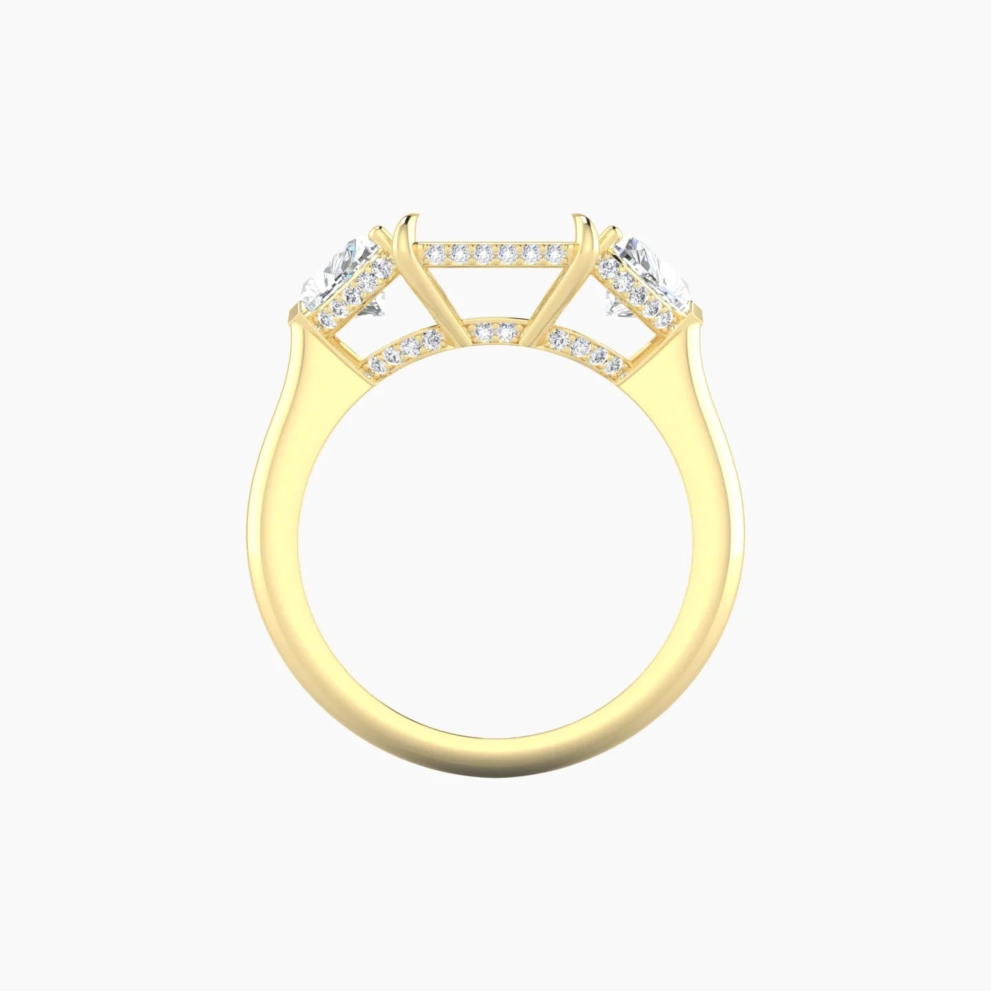 Heart Trilogy | 18k Yellow Gold 5-7.99 ct Radiant Cut Ring Setting