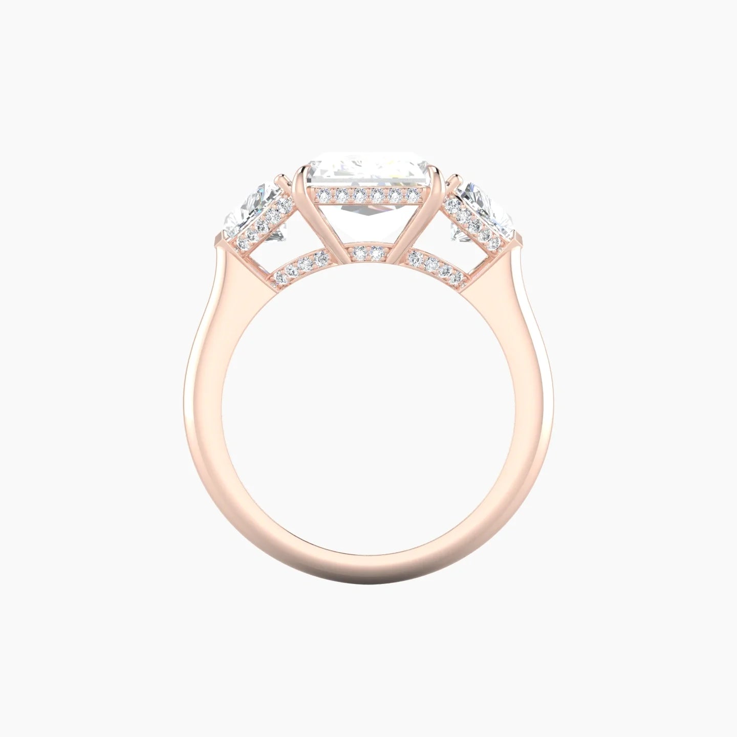 Heart Trilogy | 18k Rose Gold 5 ct Radiant Cut Ring