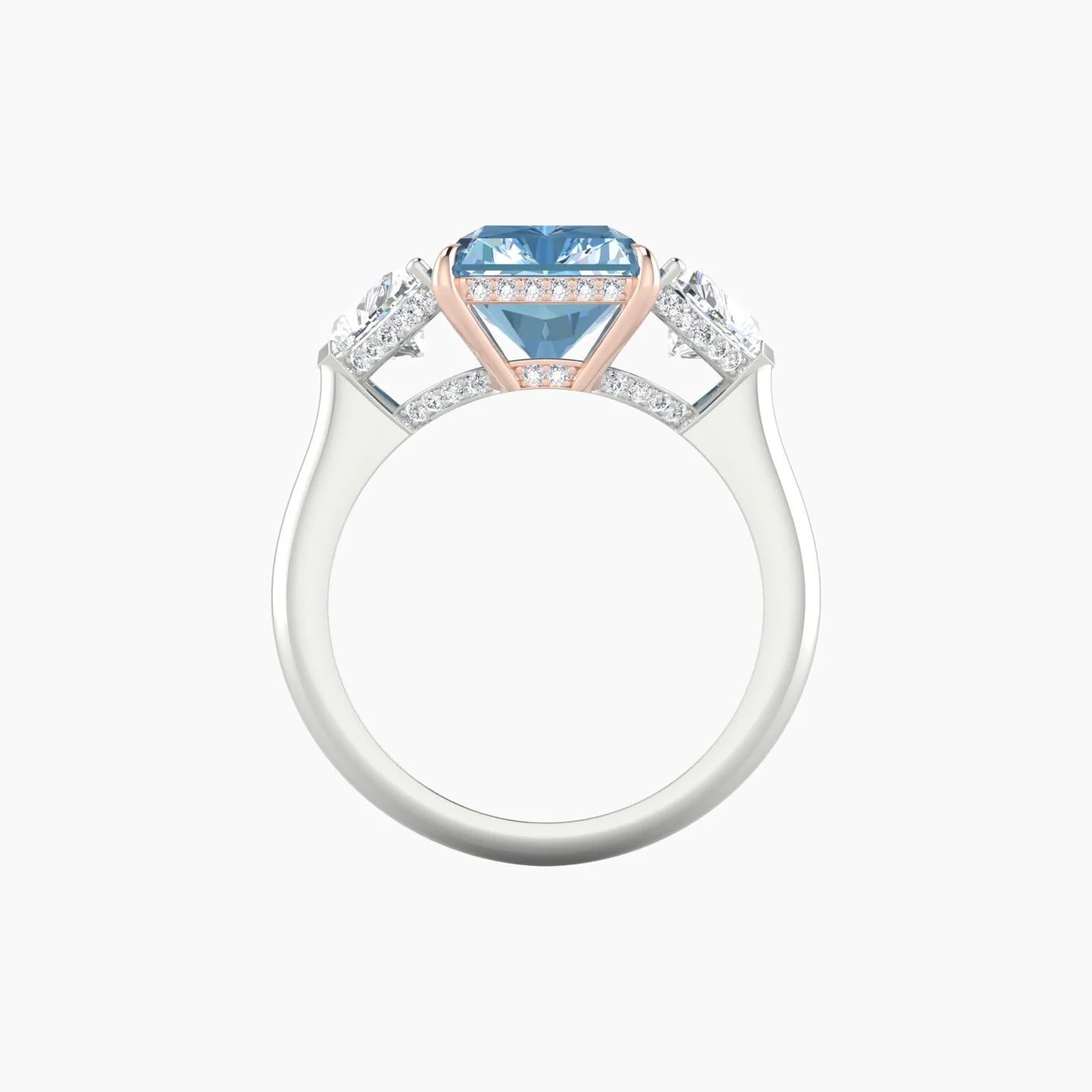 Heart Trilogy | 18k White & Rose Gold 5 ct Radiant Cut Ring