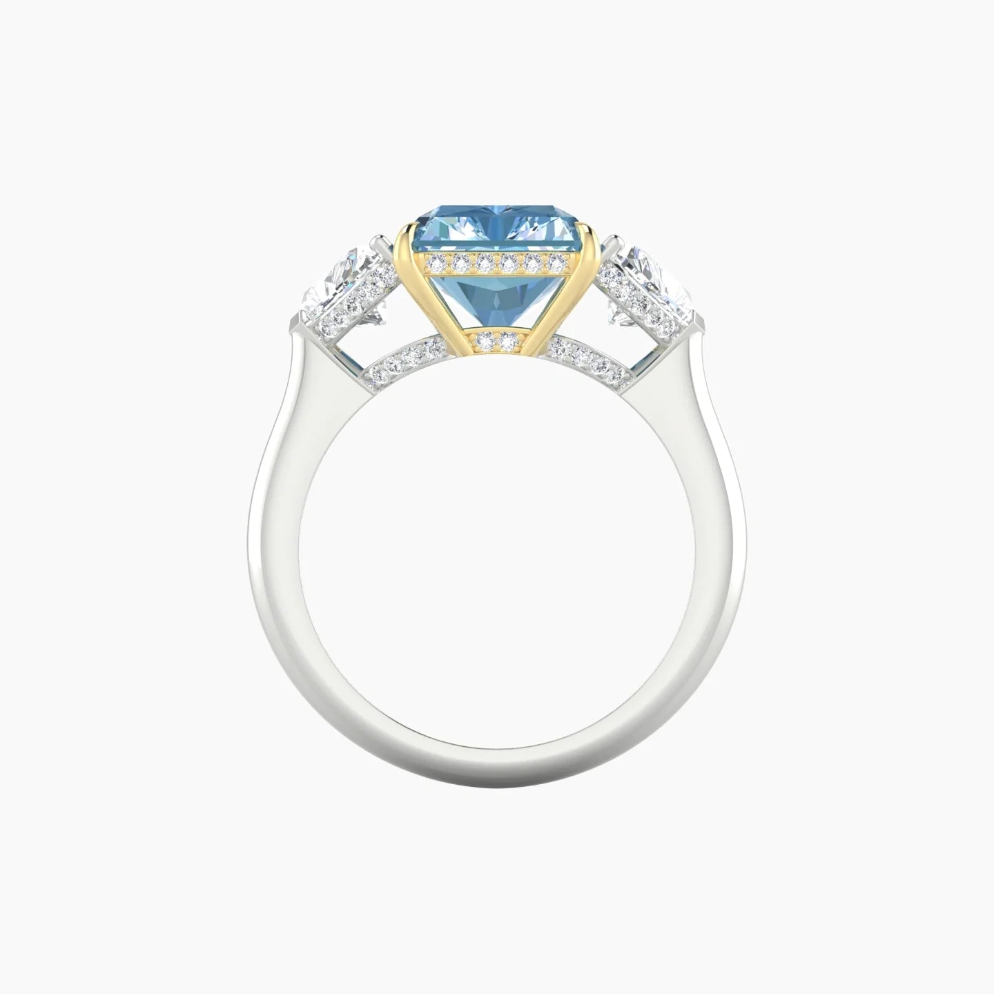 Heart Trilogy | 18k White & Yellow Gold 5 ct Radiant Cut Ring