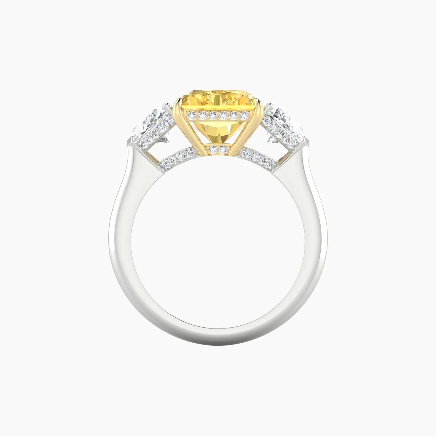 Heart Trilogy | 18k White & Yellow Gold 5 ct Radiant Cut Ring