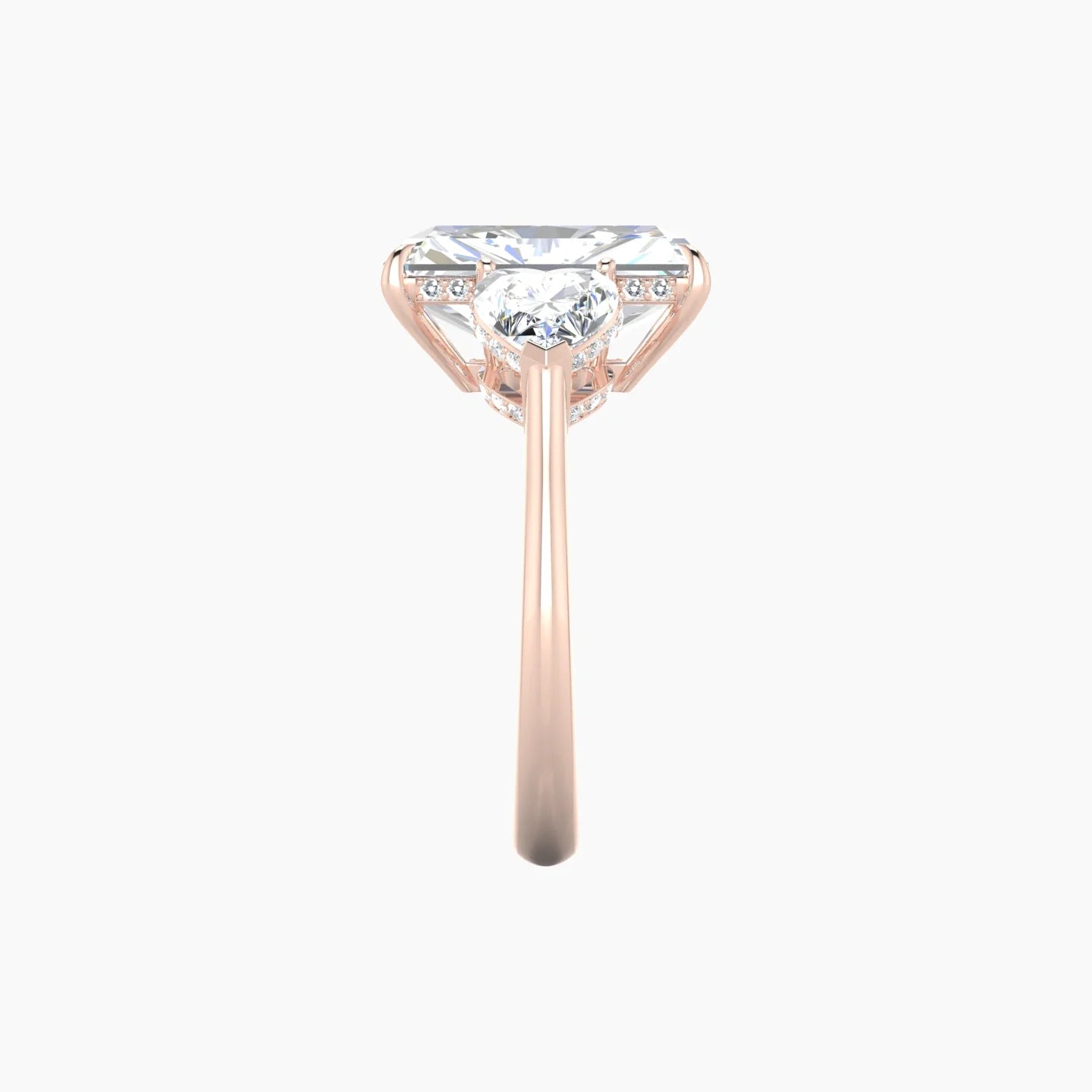 Heart Trilogy | 18k Rose Gold 5 ct Radiant Cut Ring