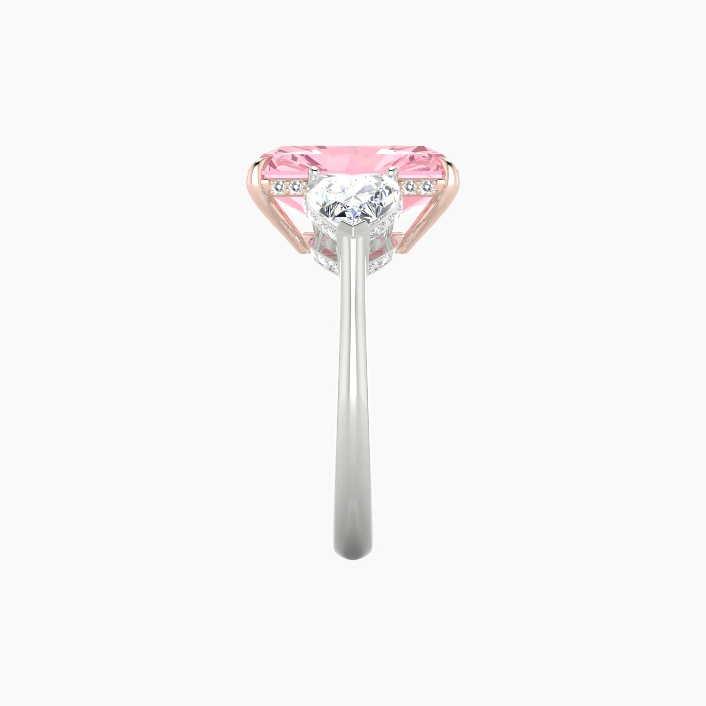 Heart Trilogy | 18k White & Rose Gold 5 ct Radiant Cut Ring