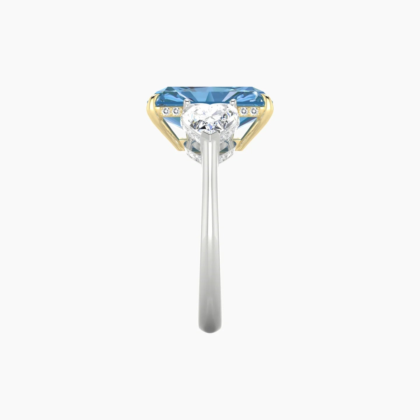 Heart Trilogy | 18k White & Yellow Gold 5 ct Radiant Cut Ring