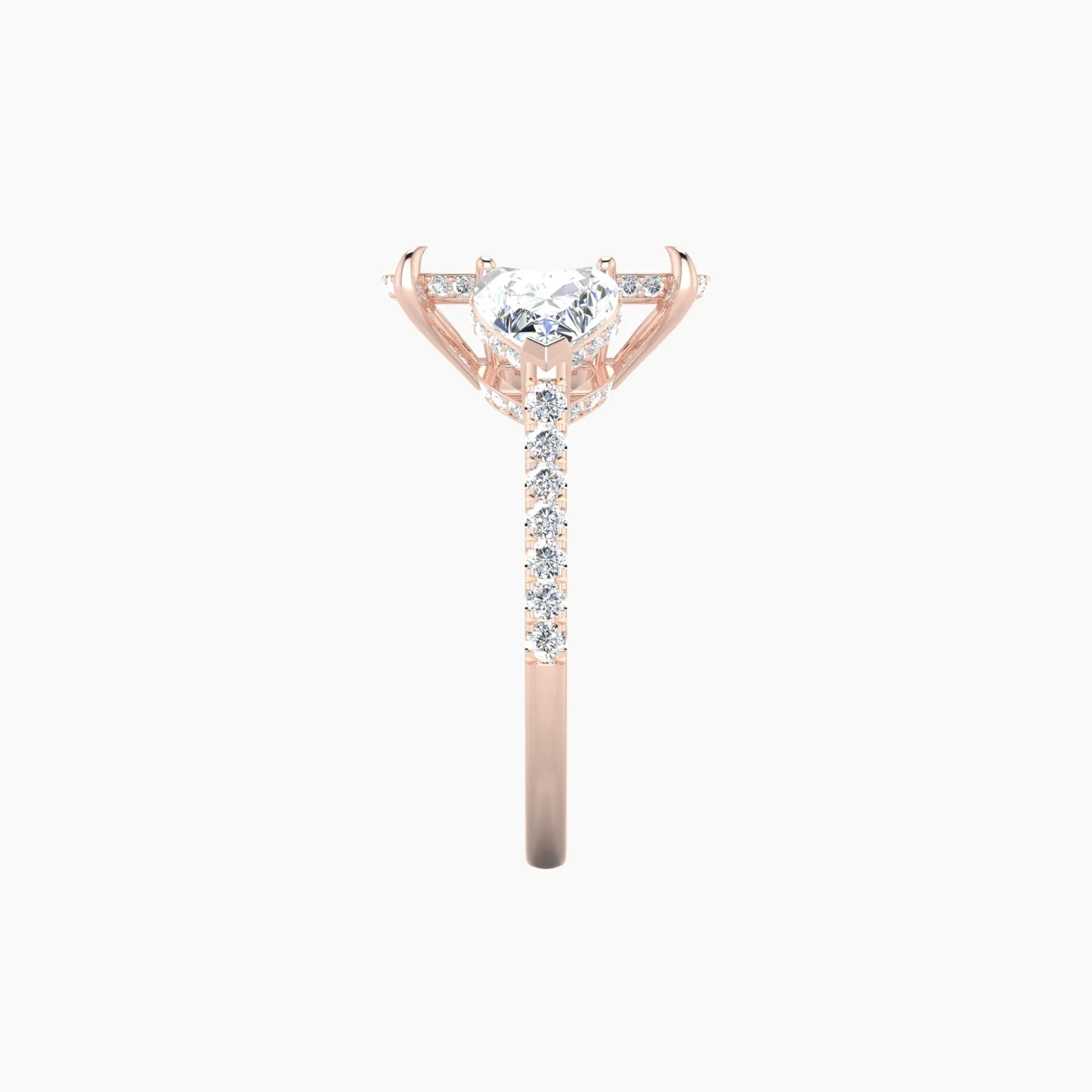 Heart Trilogy with Straight Shank | 18k Rose Gold 5-7.99 ct Cushion Cut Ring Setting