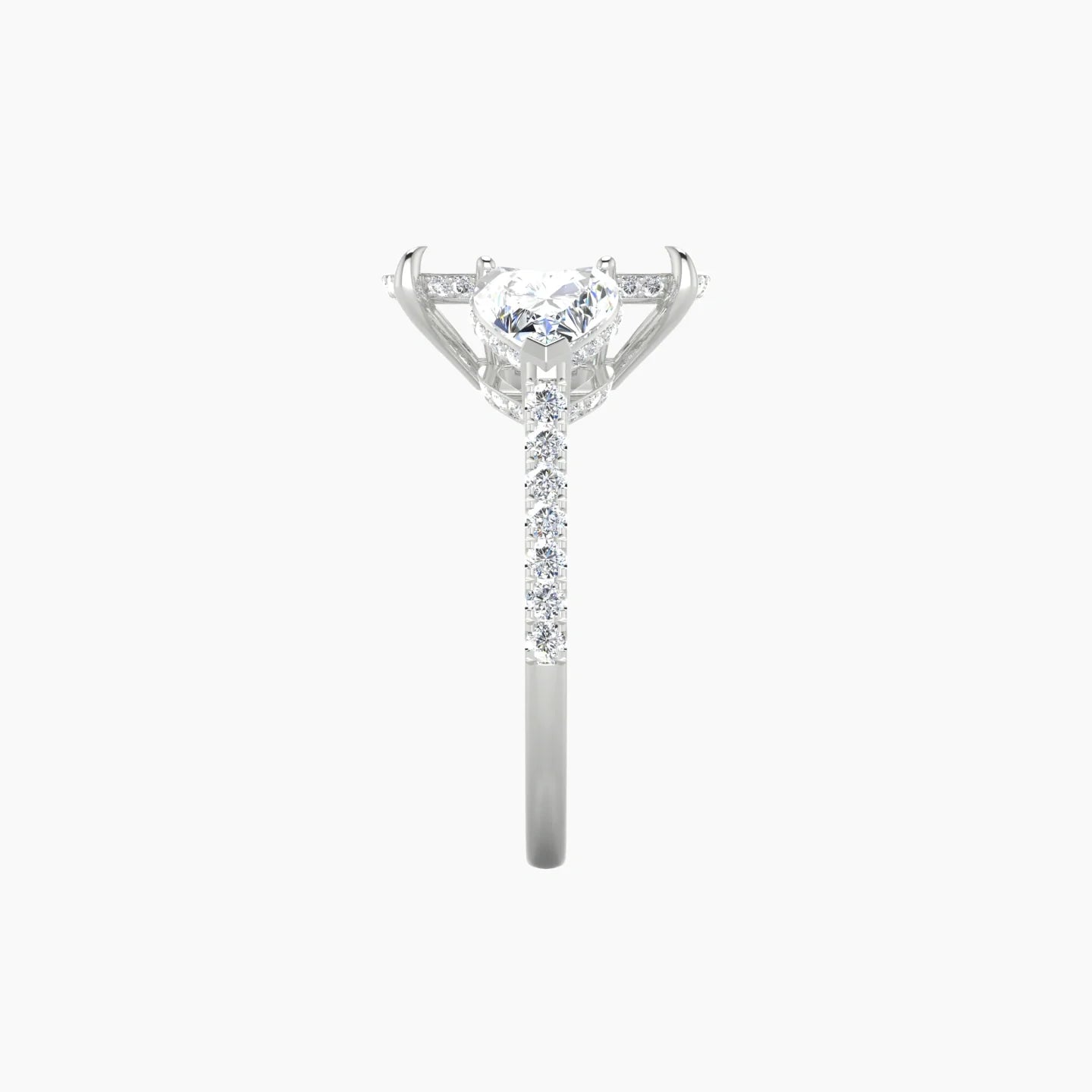 Heart Trilogy with Straight Shank | 18k White Gold 5-7.99 ct Cushion Cut Ring Setting
