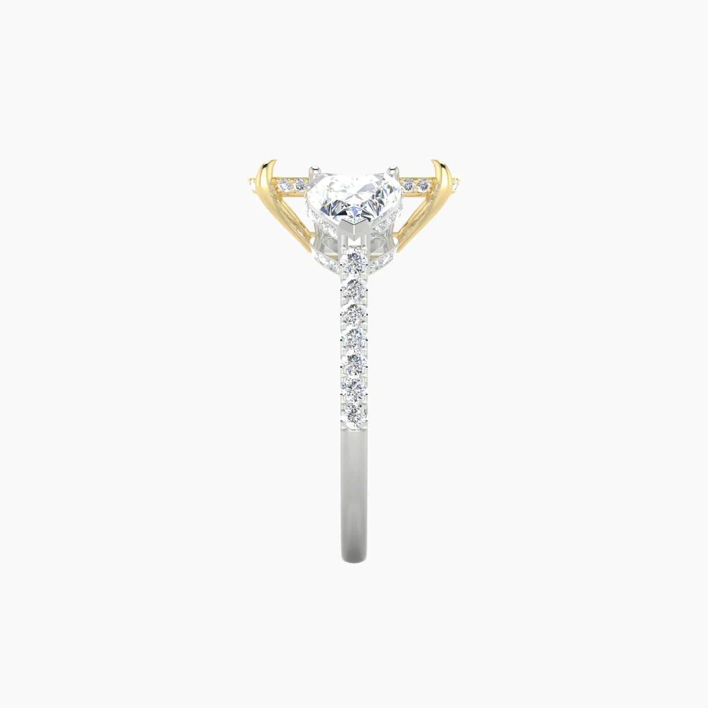 Heart Trilogy with Straight Shank | 18k White & Yellow Gold 5-7.99 ct Cushion Cut Ring Setting