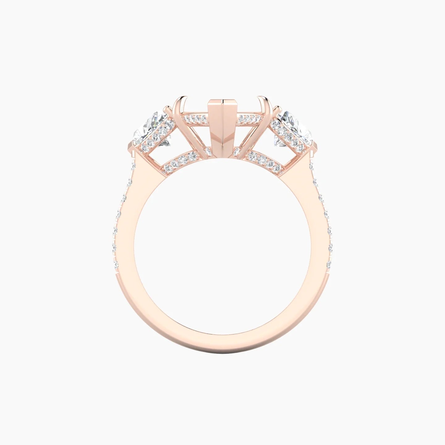 Heart Trilogy with Straight Shank | 18k Rose Gold 5-7.99 ct Marquise Cut Ring Setting