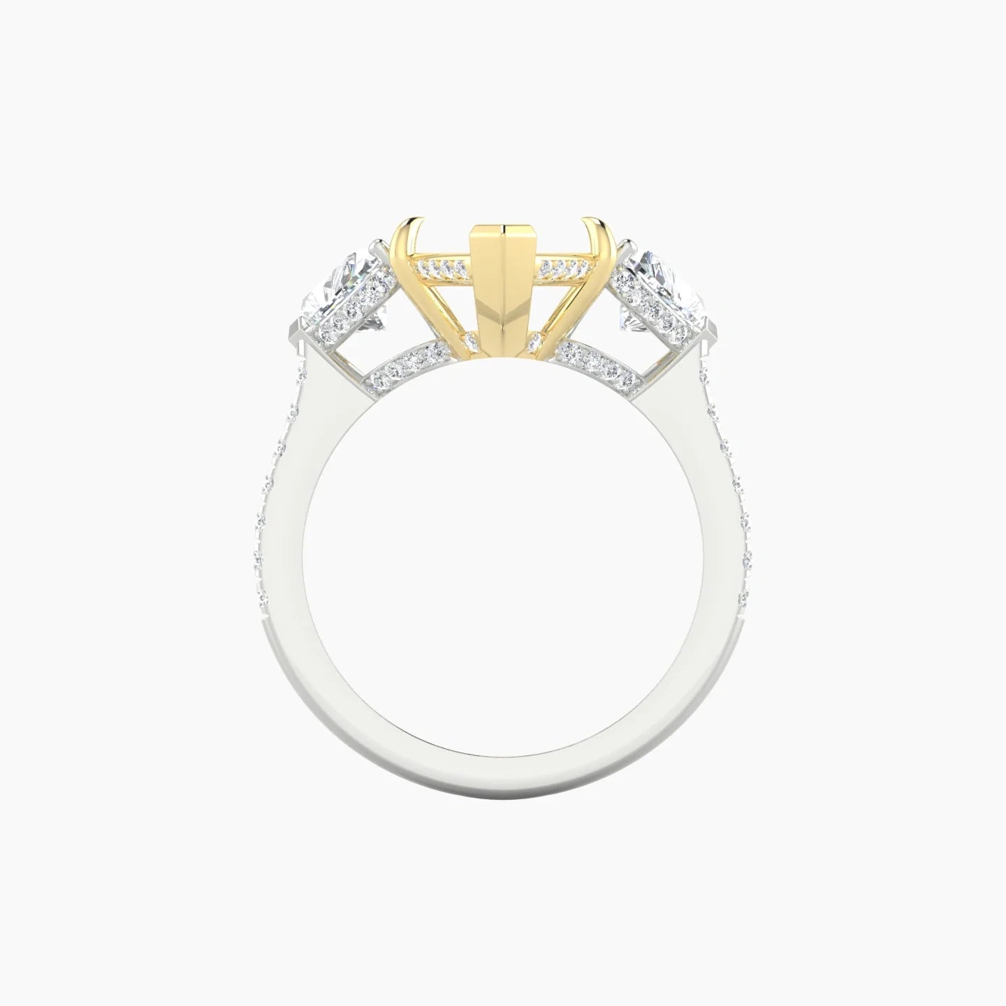 Heart Trilogy with Straight Shank | 18k White & Yellow Gold 5-7.99 ct Marquise Cut Ring Setting