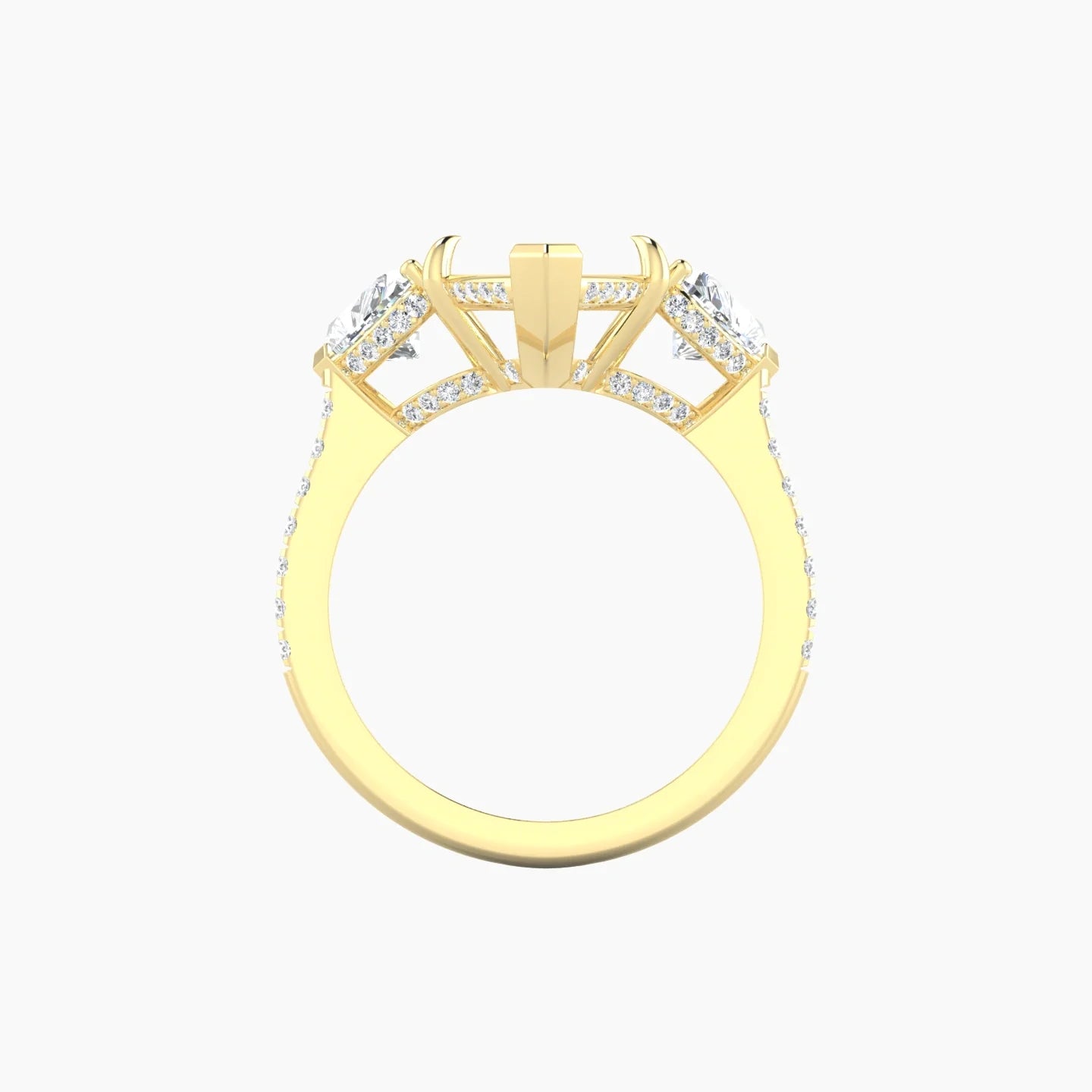 Heart Trilogy with Straight Shank | 18k Yellow Gold 5-7.99 ct Marquise Cut Ring Setting