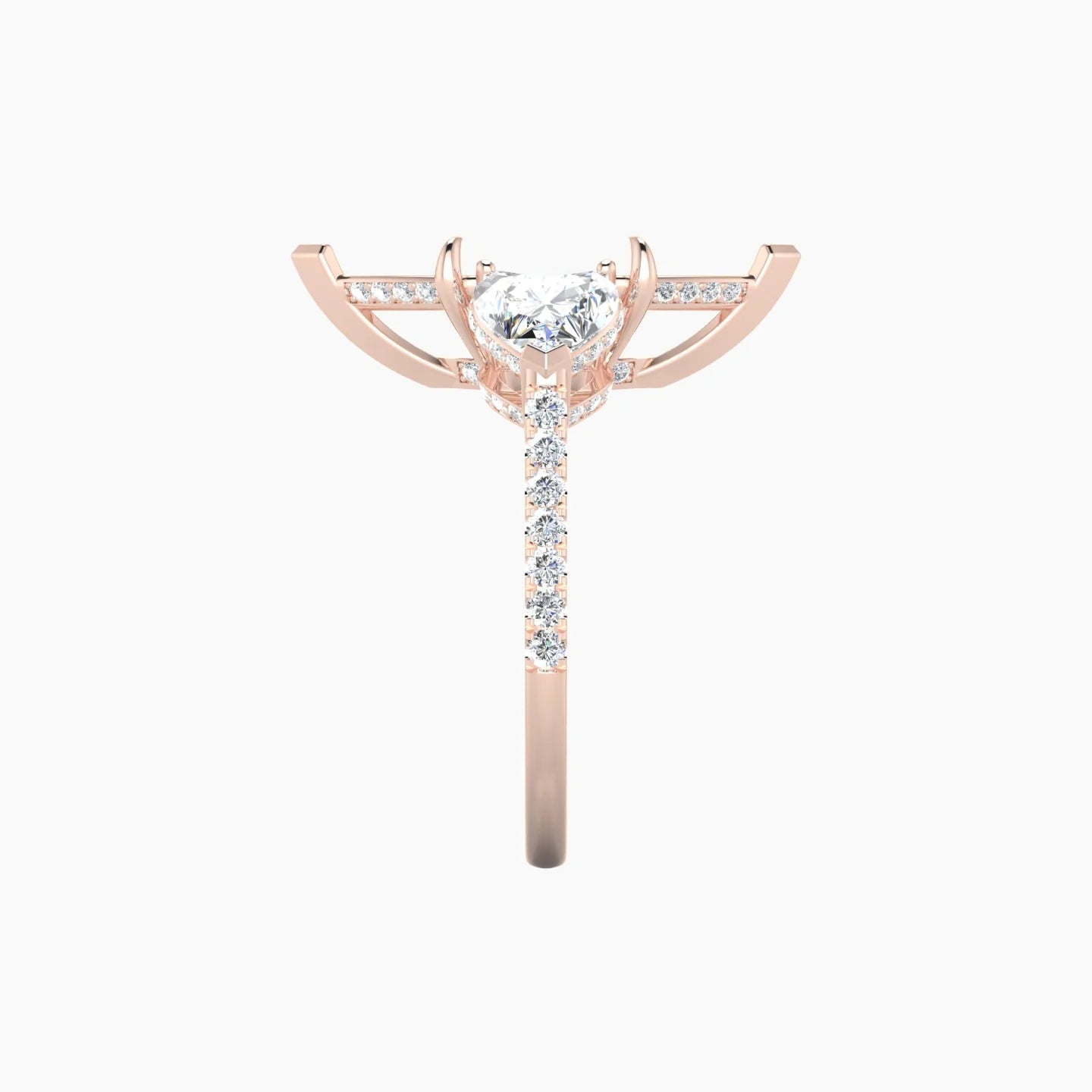 Heart Trilogy with Straight Shank | 18k Rose Gold 5-7.99 ct Marquise Cut Ring Setting