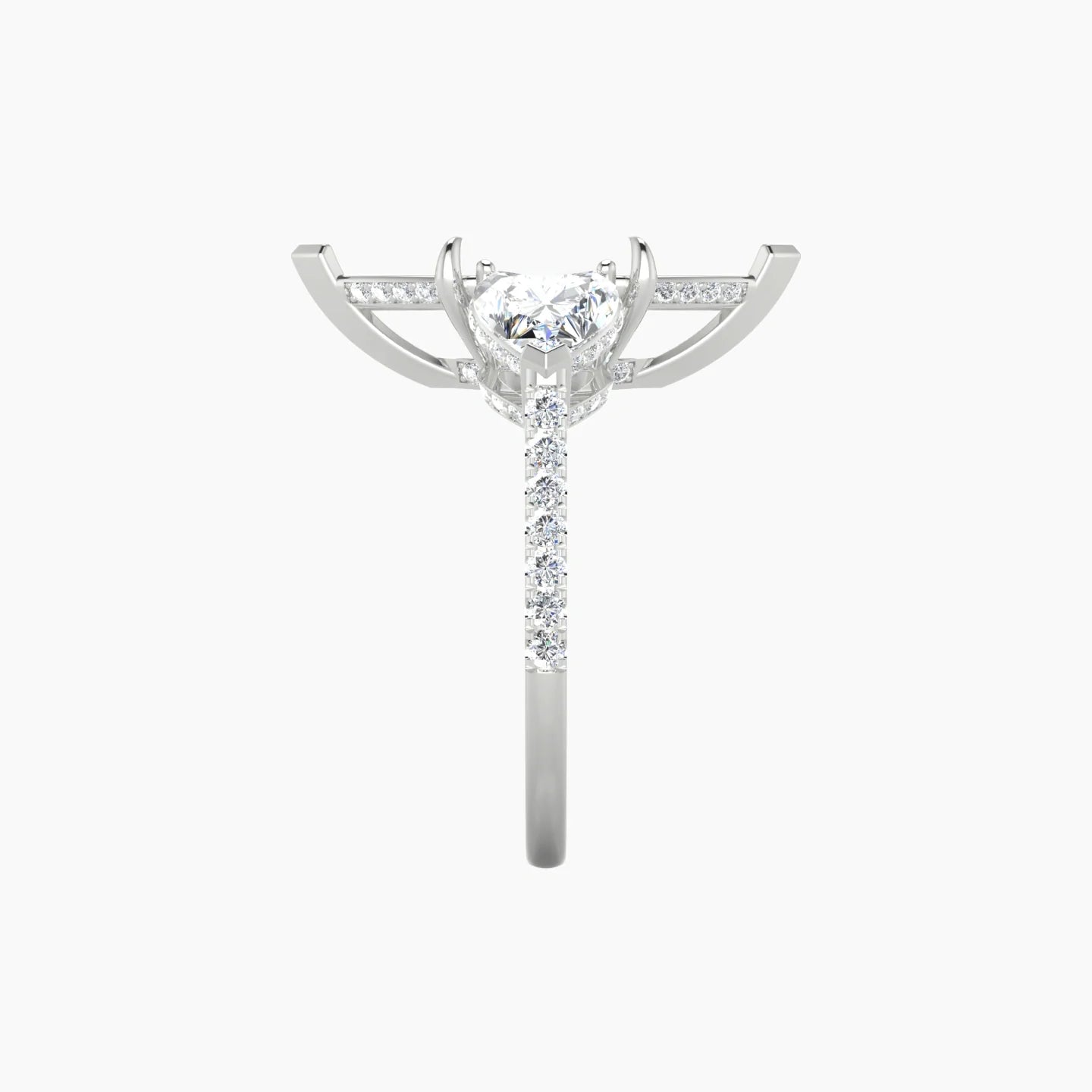 Heart Trilogy with Straight Shank | 18k White Gold 5-7.99 ct Marquise Cut Ring Setting