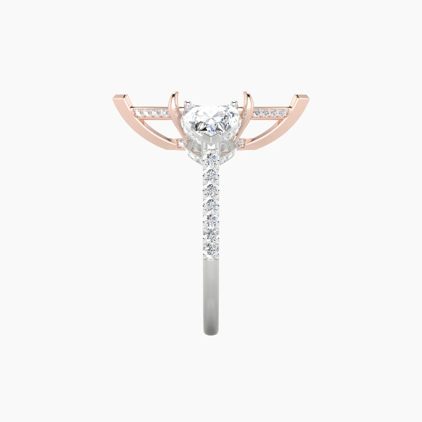 Heart Trilogy with Straight Shank | 18k White & Rose Gold 5-7.99 ct Marquise Cut Ring Setting