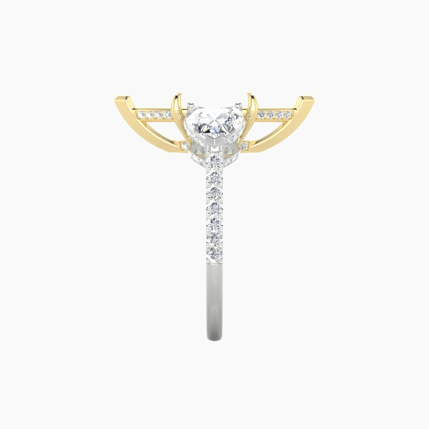 Heart Trilogy with Straight Shank | 18k White & Yellow Gold 5-7.99 ct Marquise Cut Ring Setting