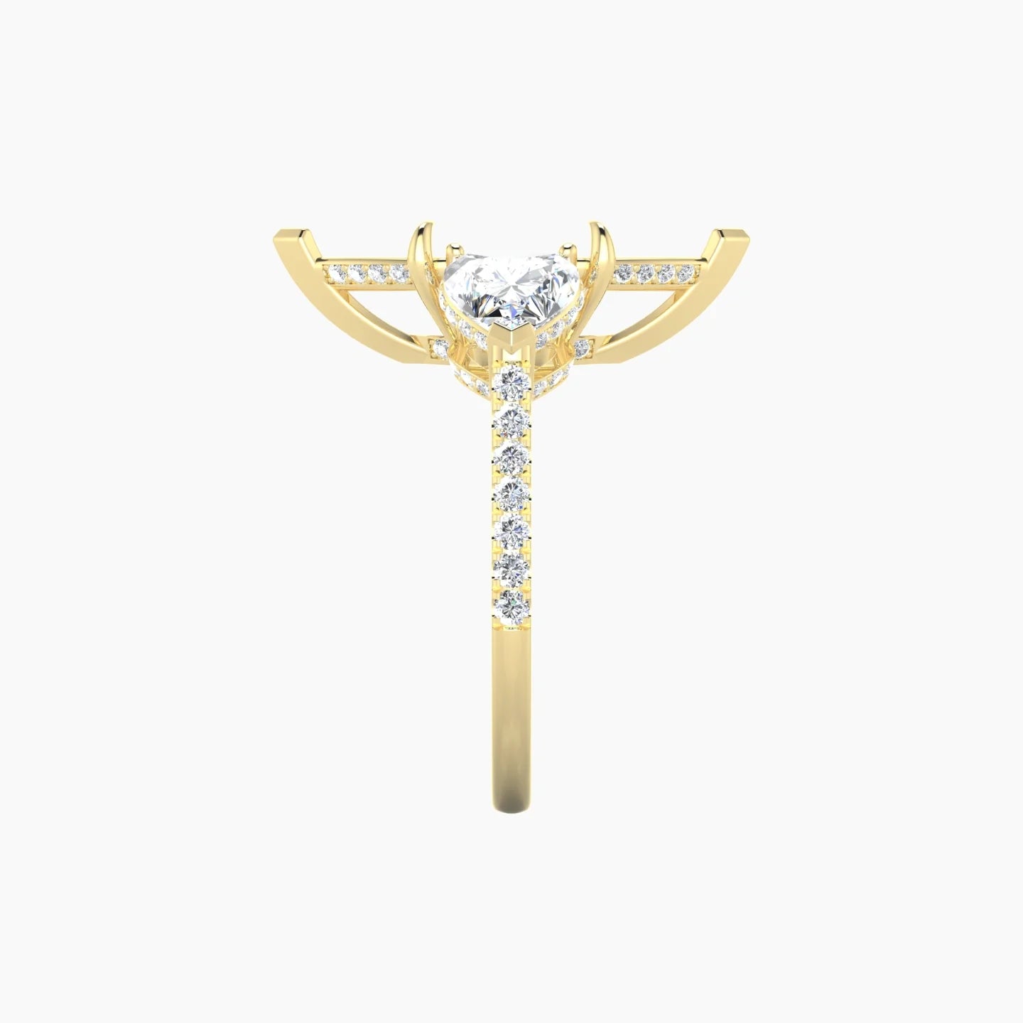 Heart Trilogy with Straight Shank | 18k Yellow Gold 5-7.99 ct Marquise Cut Ring Setting