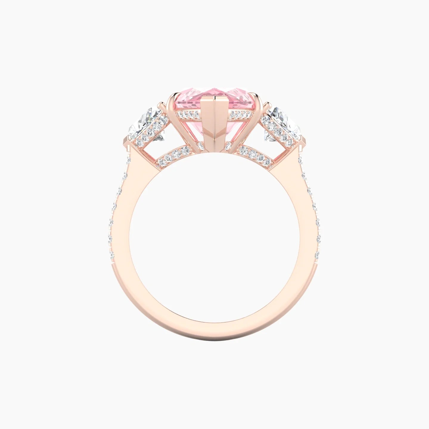 Heart Trilogy with Straight Shank | 18k Rose Gold 5 ct Marquise Cut Ring