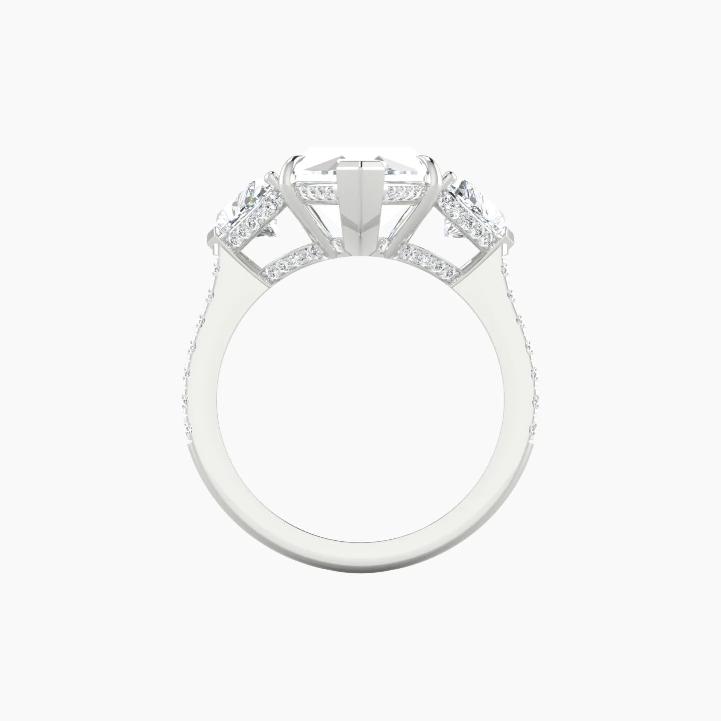 Intricate Heart Trilogy with Straight Shank | 18k White Gold 5 ct Marquise Blue Lab Diamond Ring