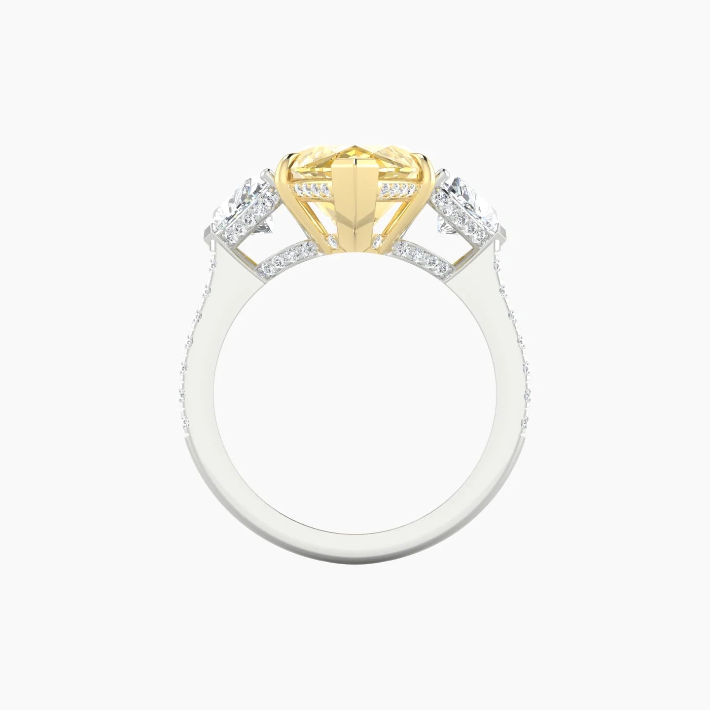 Heart Trilogy with Straight Shank | 18k White & Yellow Gold 5 ct Marquise Cut Ring