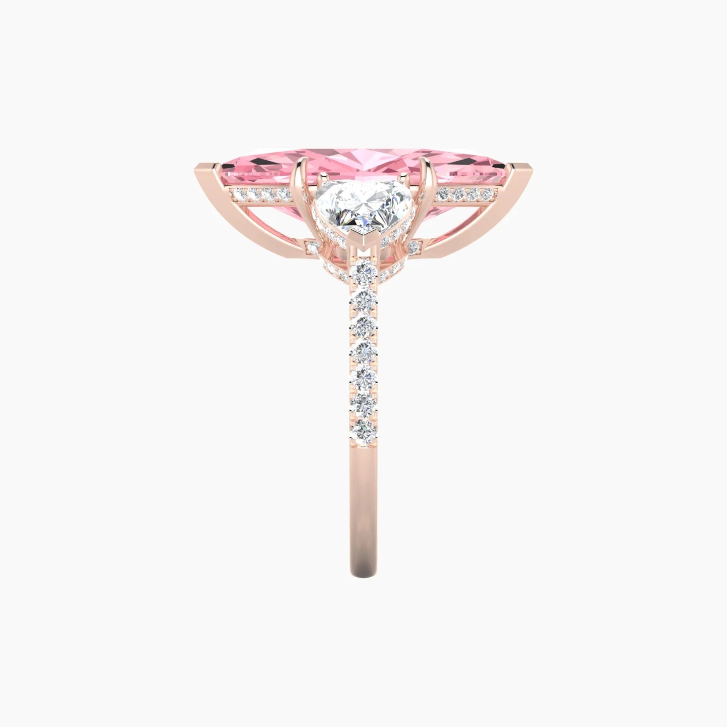 Heart Trilogy with Straight Shank | 18k Rose Gold 5 ct Marquise Cut Ring