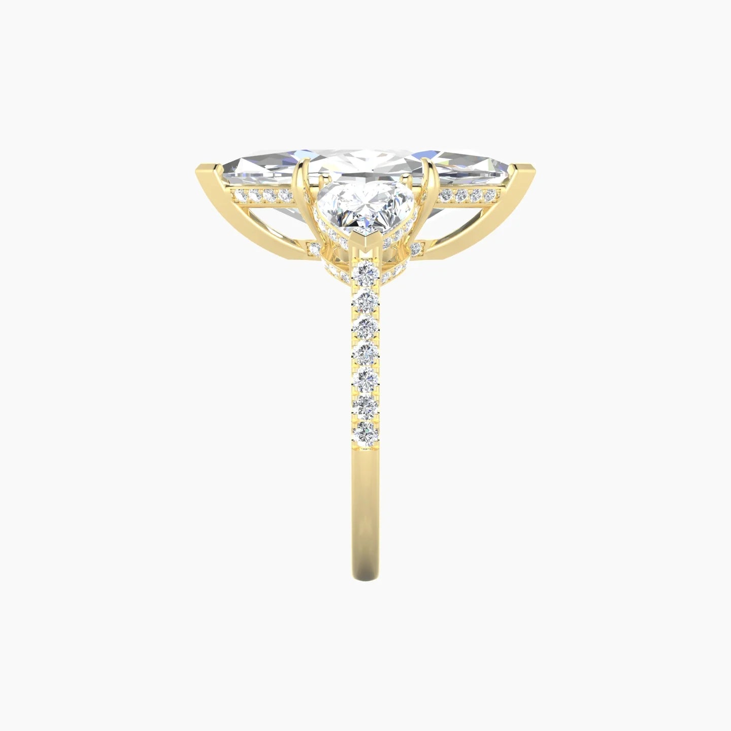 Intricate Heart Trilogy with Straight Shank | 18k Yellow Gold 5 ct Marquise White Lab Diamond Ring