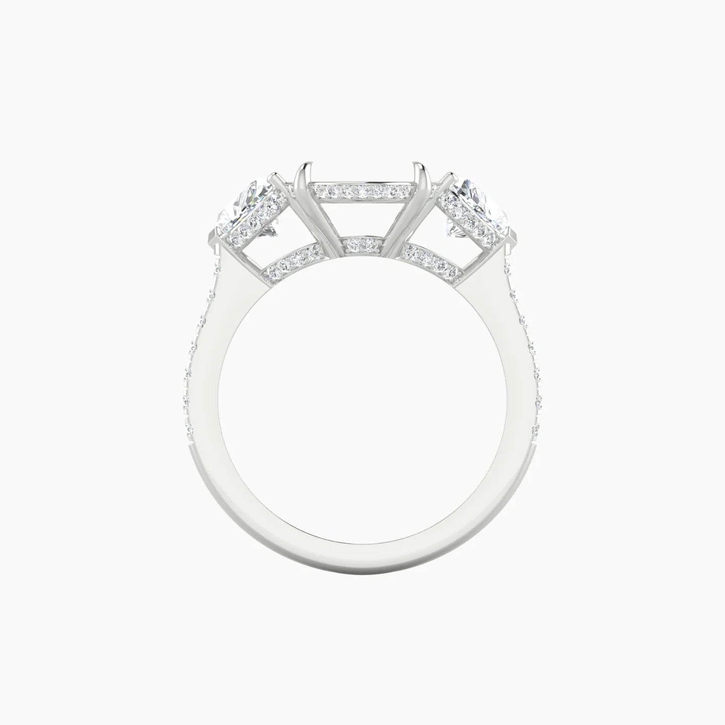 Heart Trilogy with Straight Shank | 18k White Gold 5-7.99 ct Oval Cut Ring Setting