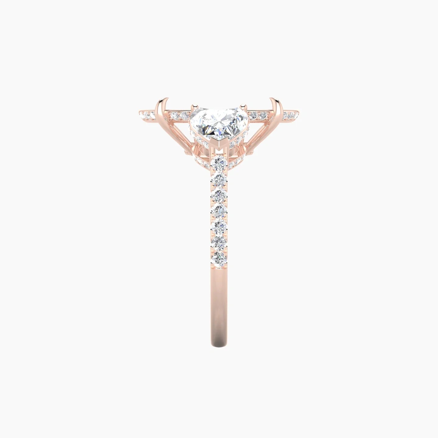 Heart Trilogy with Straight Shank | 18k Rose Gold 5-7.99 ct Oval Cut Ring Setting