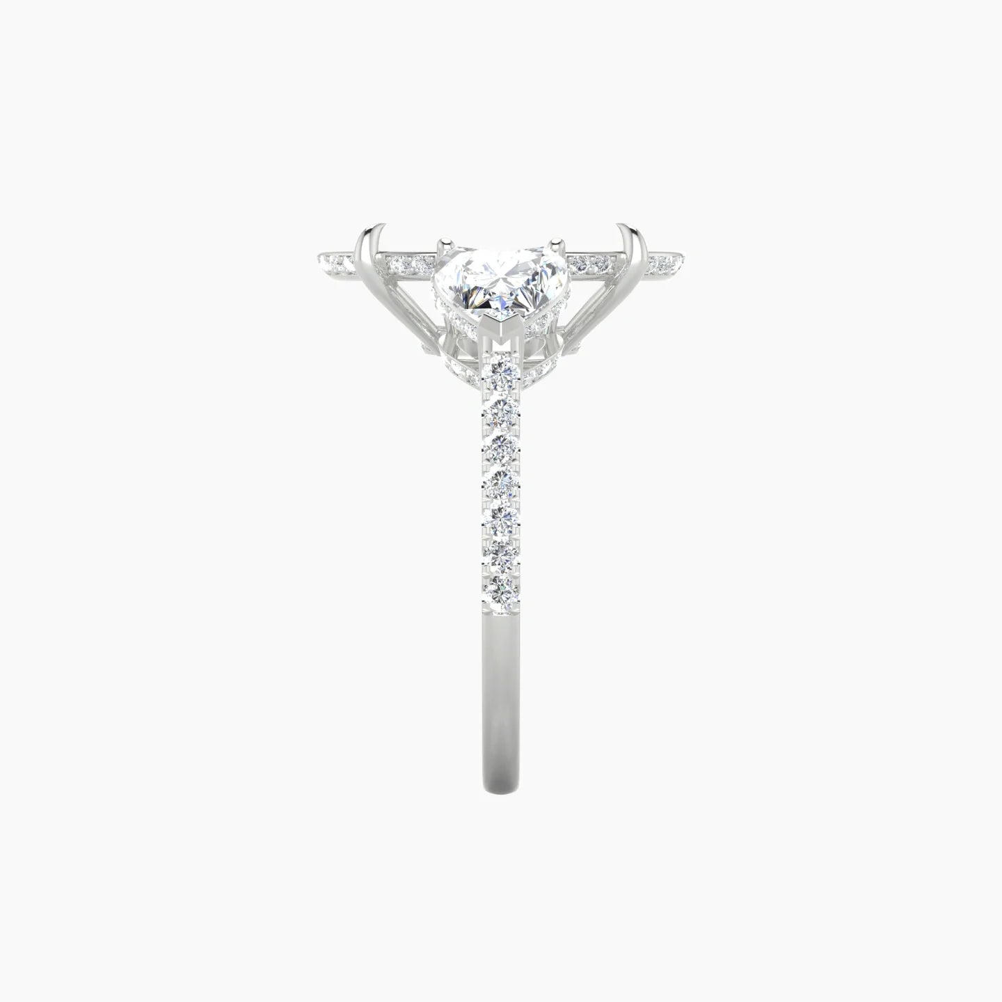 Heart Trilogy with Straight Shank | 18k White Gold 5-7.99 ct Oval Cut Ring Setting