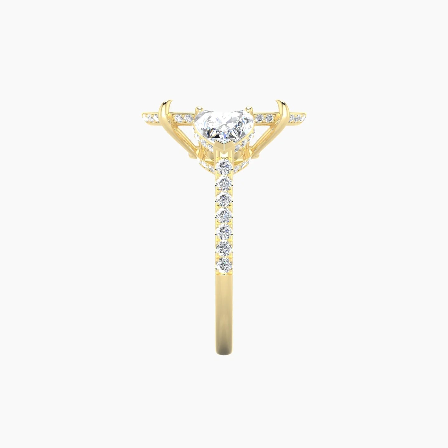 Heart Trilogy with Straight Shank | 18k Yellow Gold 5-7.99 ct Oval Cut Ring Setting