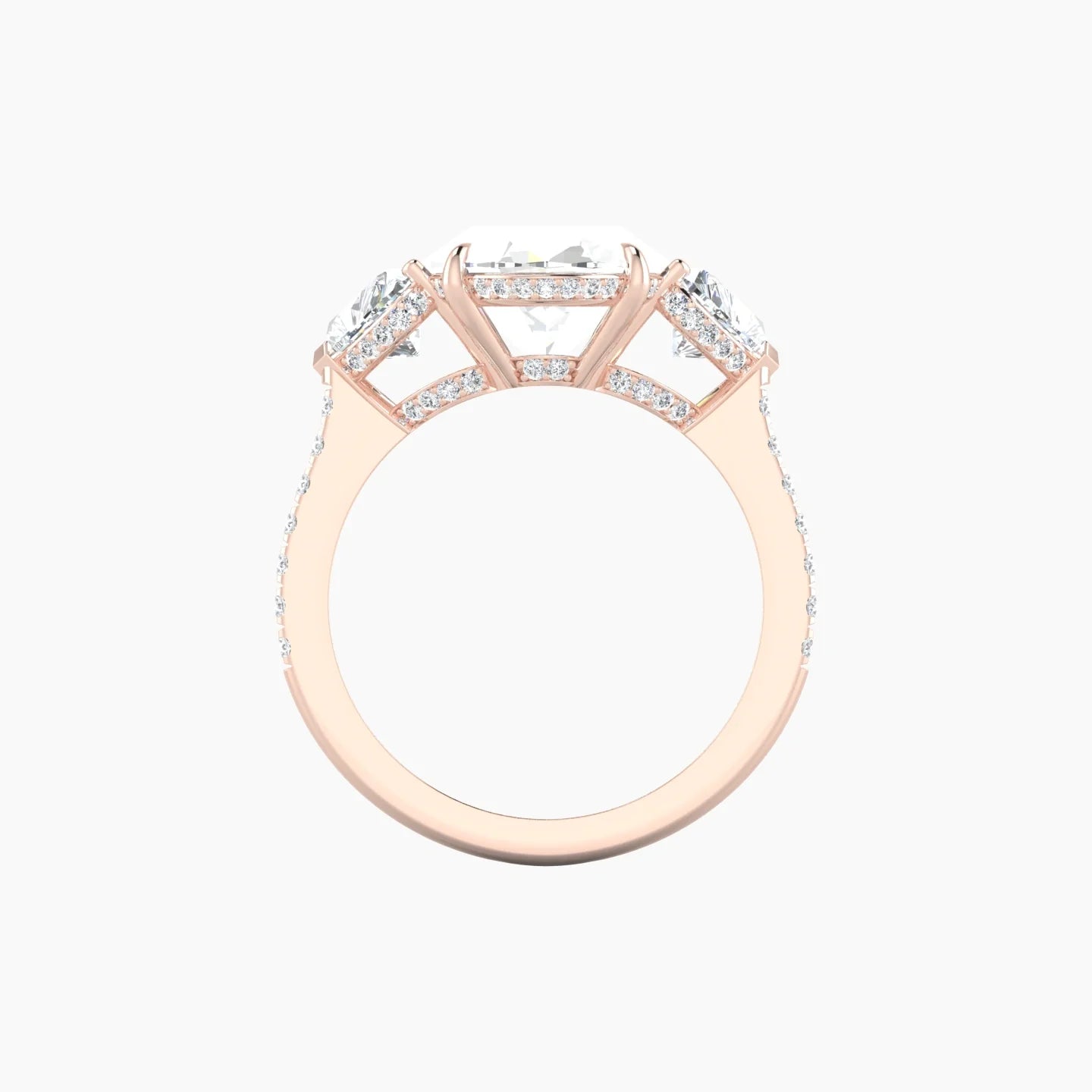 Heart Trilogy with Straight Shank | 18k Rose Gold 5 ct Oval Cut Ring