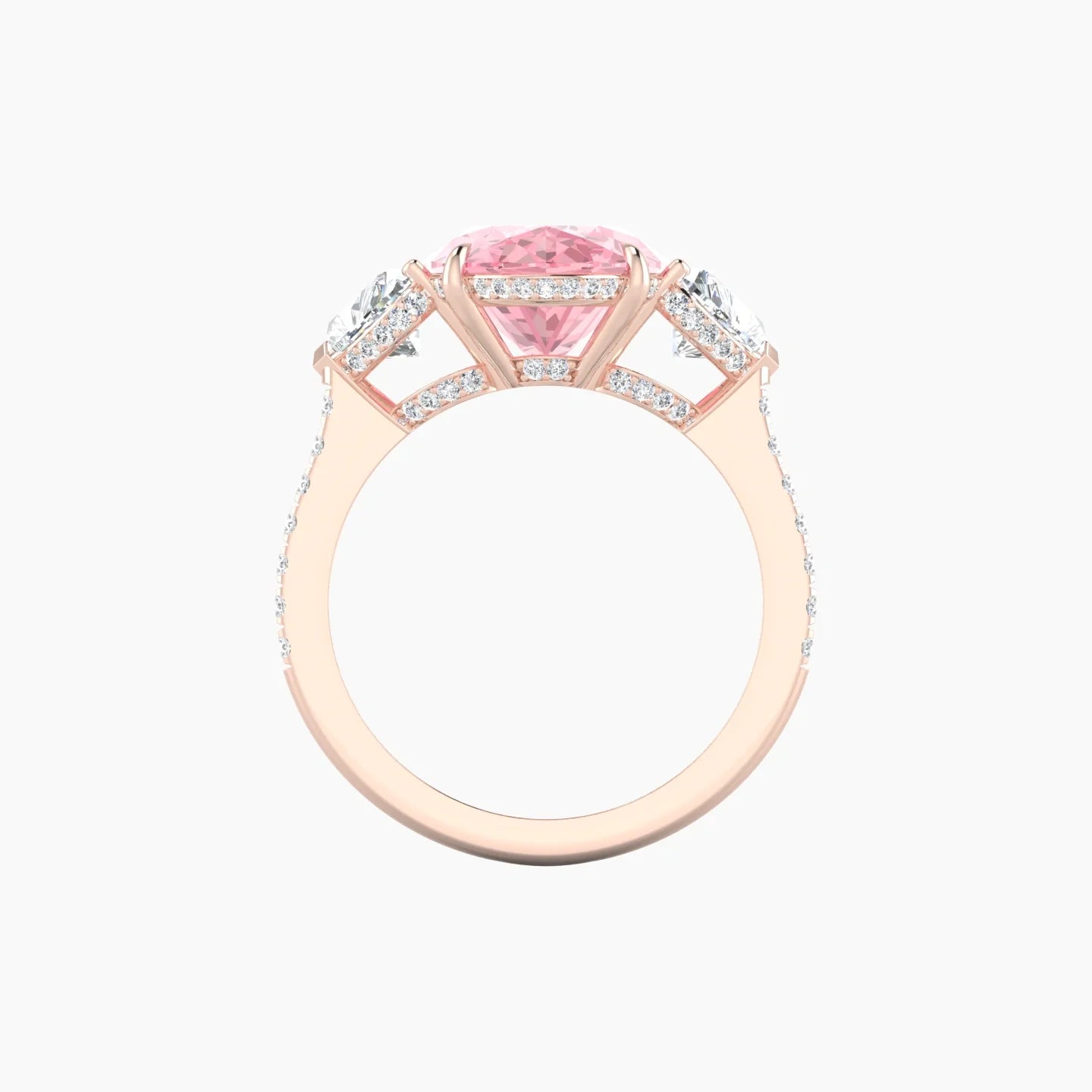 Heart Trilogy with Straight Shank | 18k Rose Gold 5 ct Oval Cut Ring