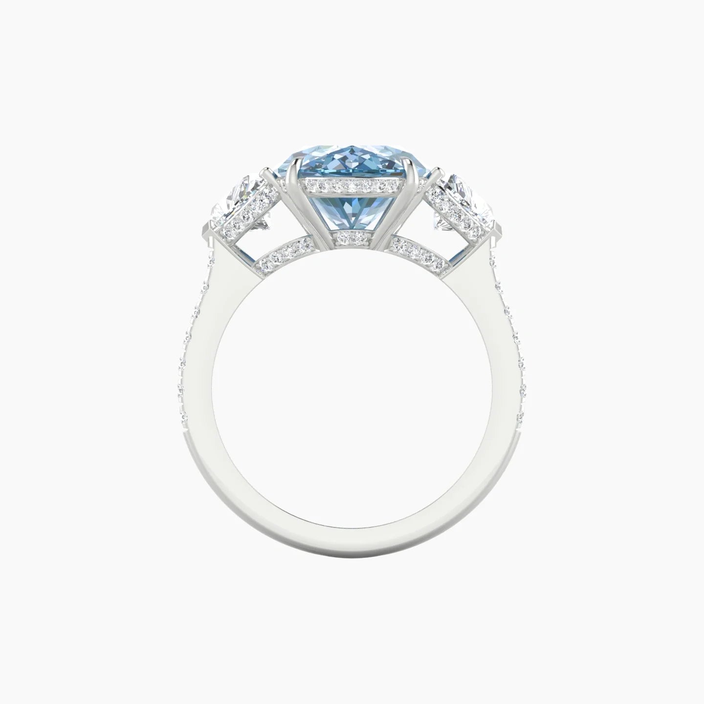 Heart Trilogy with Straight Shank | 18k White Gold 5 ct Oval Cut Ring