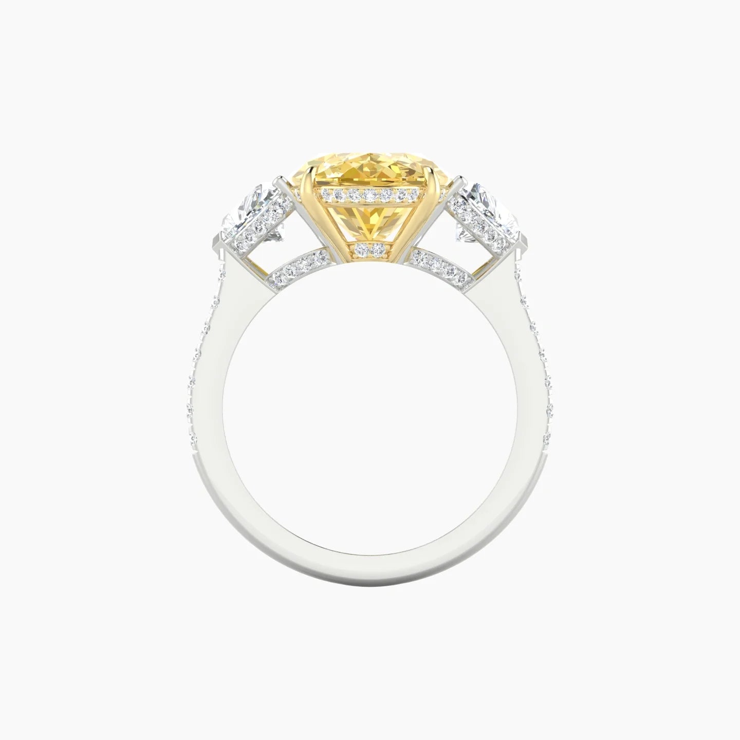 Heart Trilogy with Straight Shank | 18k White & Yellow Gold 5 ct Oval Cut Ring