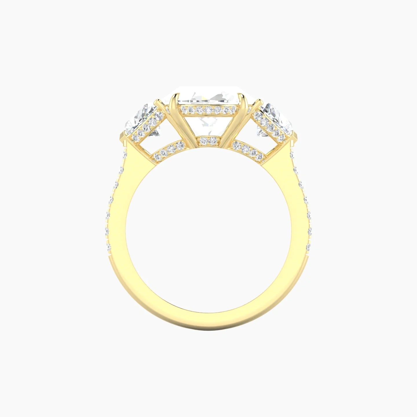 Heart Trilogy with Straight Shank | 18k Yellow Gold 5 ct Oval Cut Ring