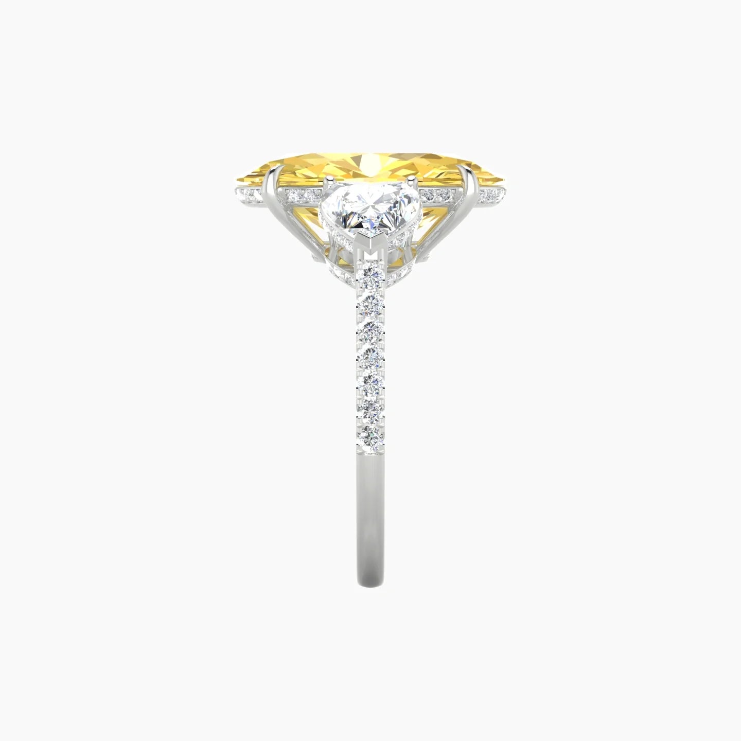 Heart Trilogy with Straight Shank | 18k White Gold 5 ct Oval Cut Ring