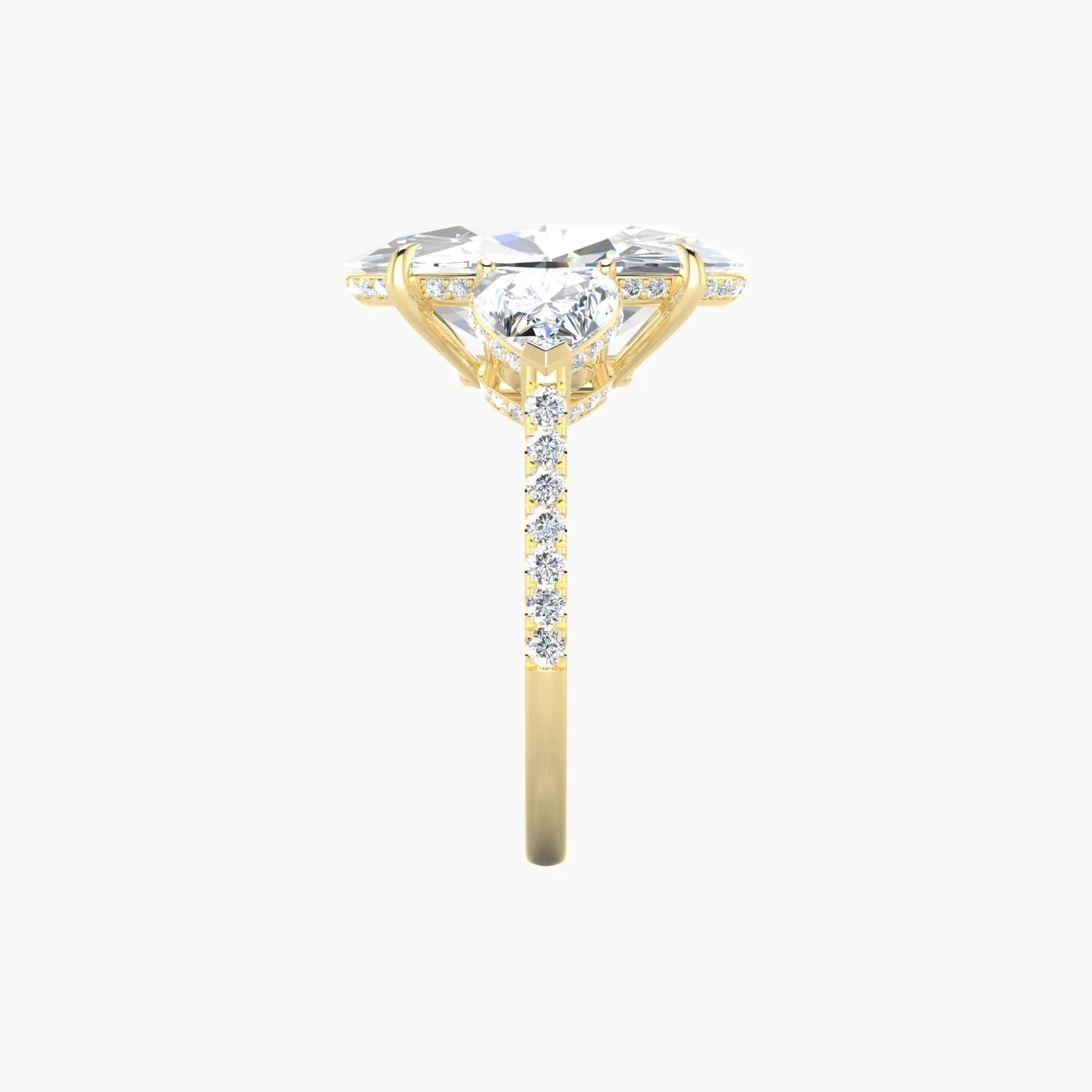 Heart Trilogy with Straight Shank | 18k Yellow Gold 5 ct Oval Cut Ring