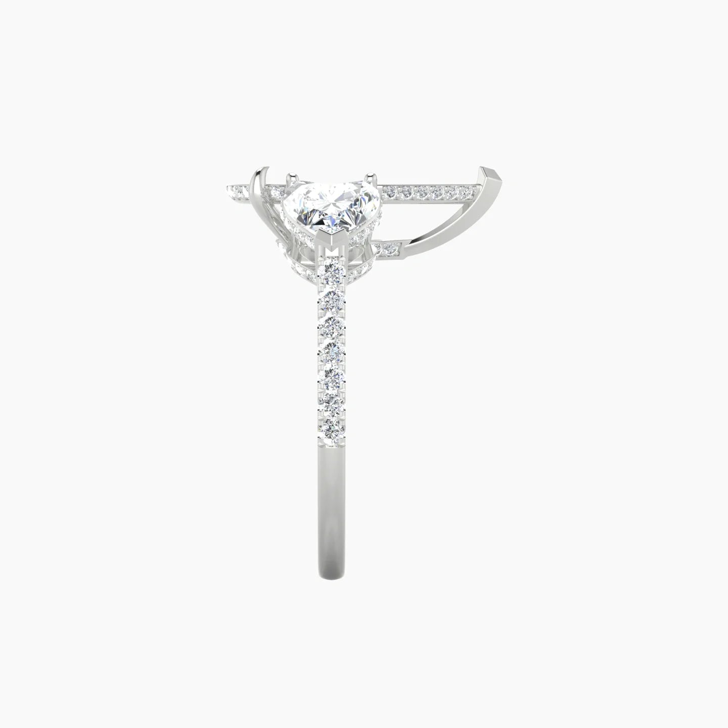 Heart Trilogy with Straight Shank | 18k White Gold 5-7.99 ct Pear Cut Ring Setting