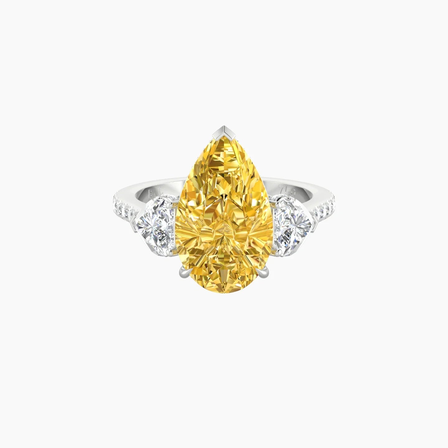 Heart Trilogy with Straight Shank | 18k White Gold 5 ct Pear Cut Ring