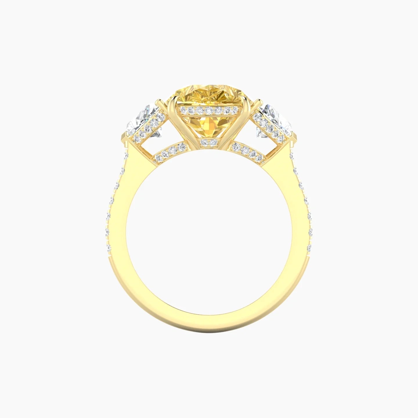Heart Trilogy with Straight Shank | 18k Yellow Gold 5 ct Pear Cut Ring