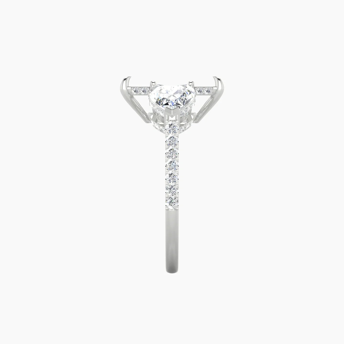 Heart Trilogy with Straight Shank | 18k White Gold 5-7.99 ct Radiant Cut Ring Setting