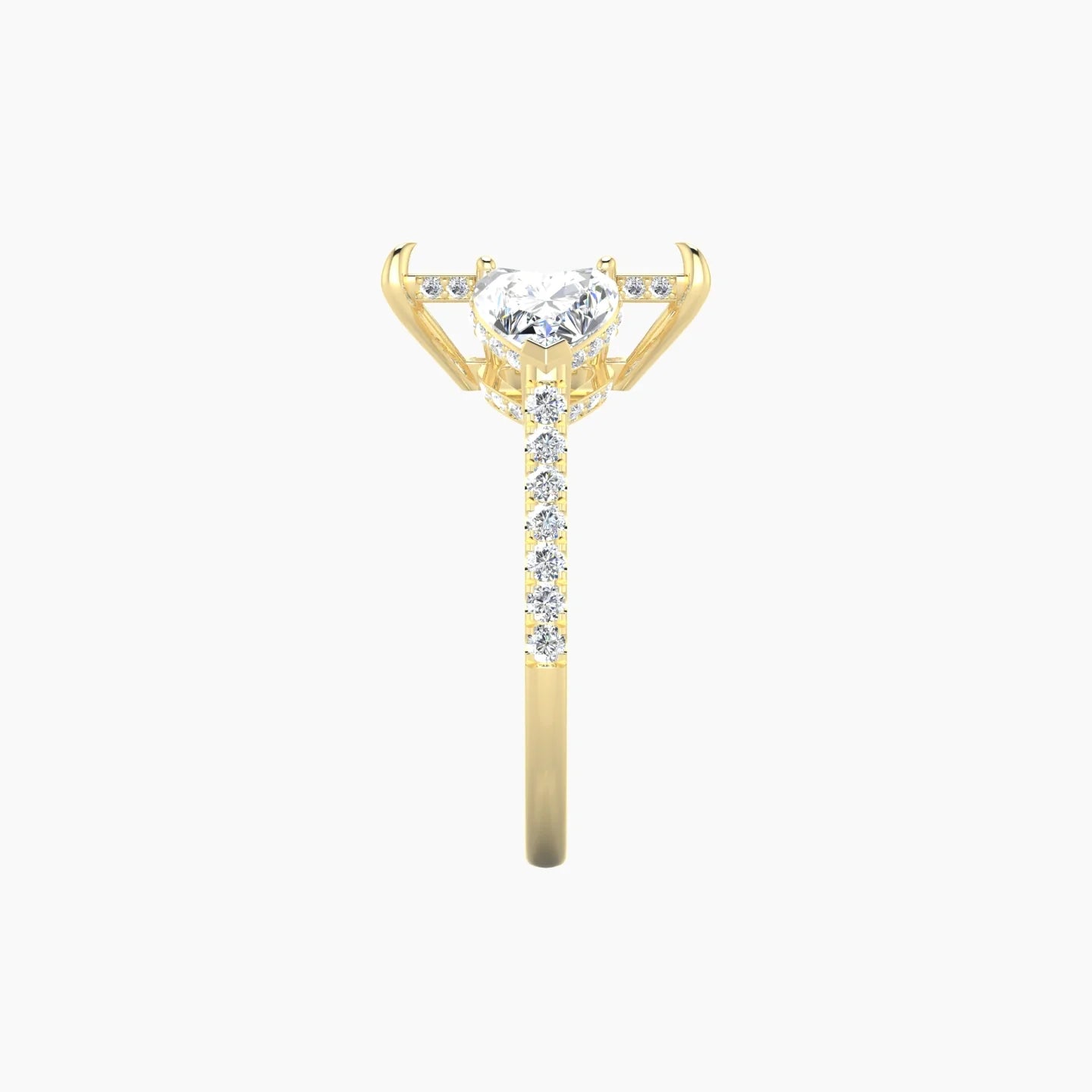 Heart Trilogy with Straight Shank | 18k Yellow Gold 5-7.99 ct Radiant Cut Ring Setting