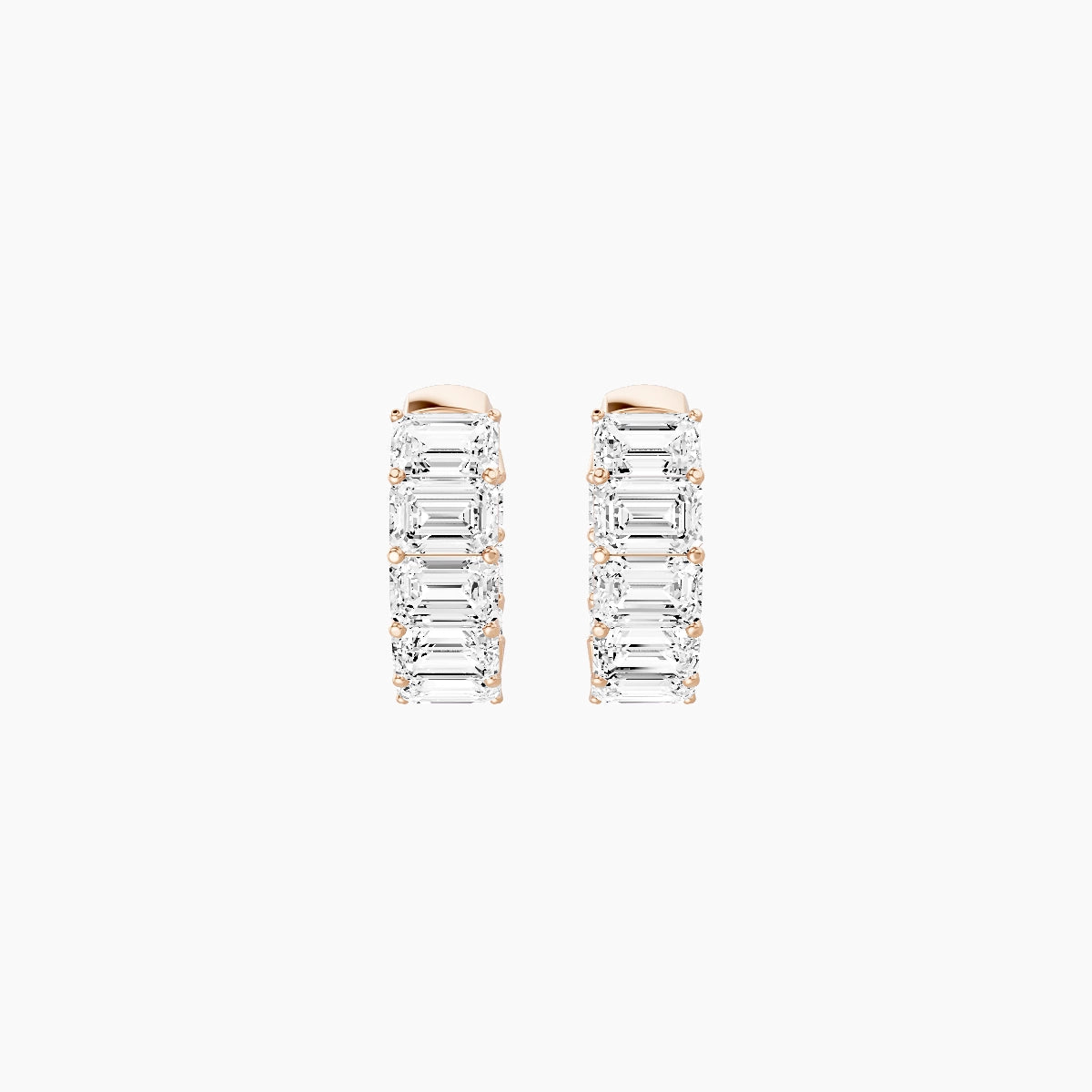 18k Rose Gold 1cm Emerald White Lab Diamond Inside-Out Hoop Earrings | 4.8 ct total