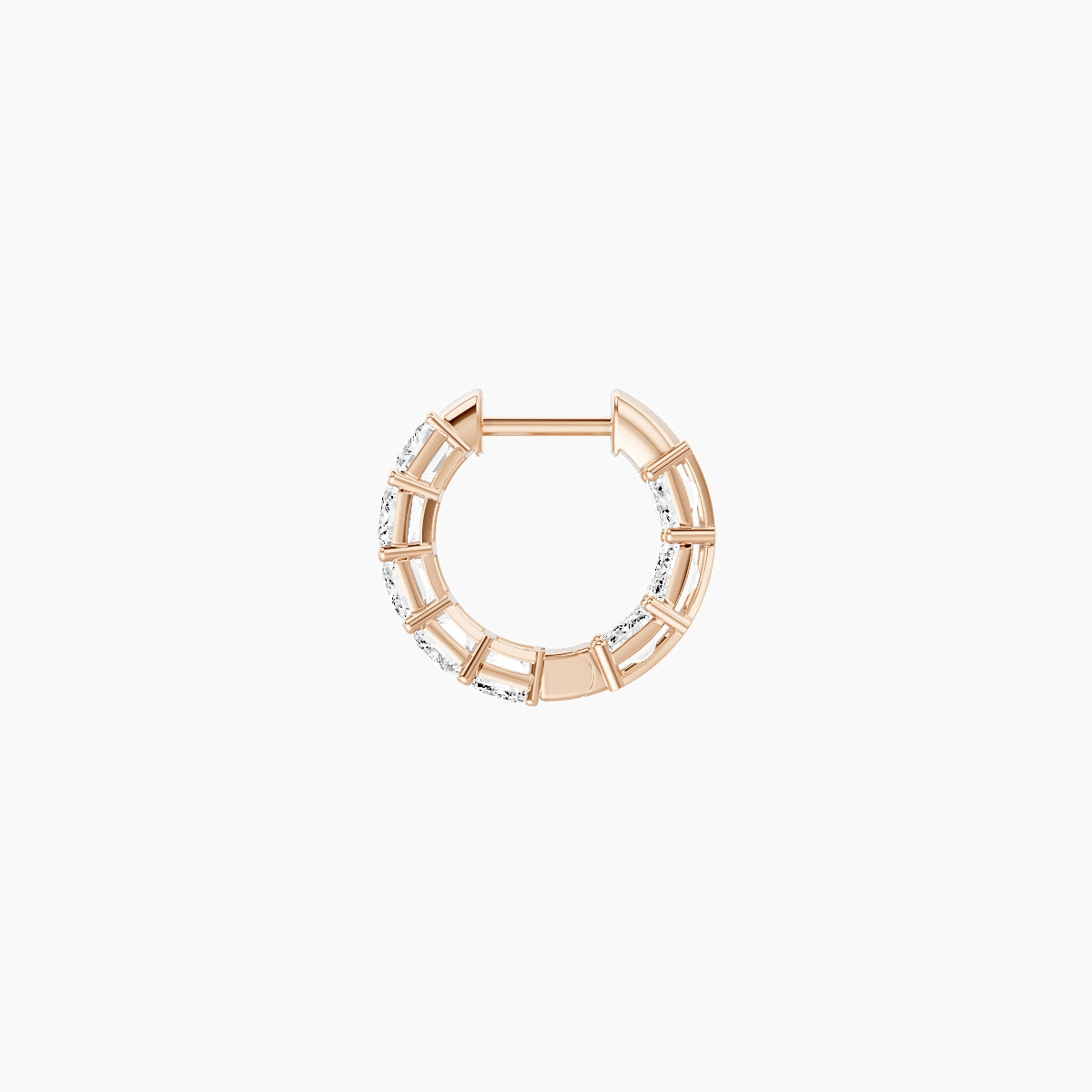 18k Rose Gold 1cm Emerald White Lab Diamond Inside-Out Hoop Earrings | 4.8 ct total