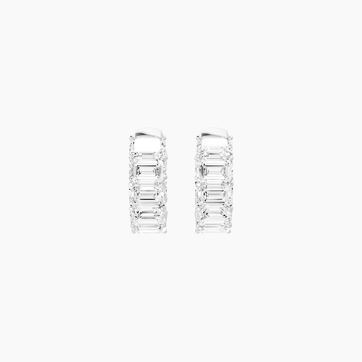 18k White Gold 1cm Emerald White Lab Diamond Inside-Out Hoop Earrings | 4.8 ct total