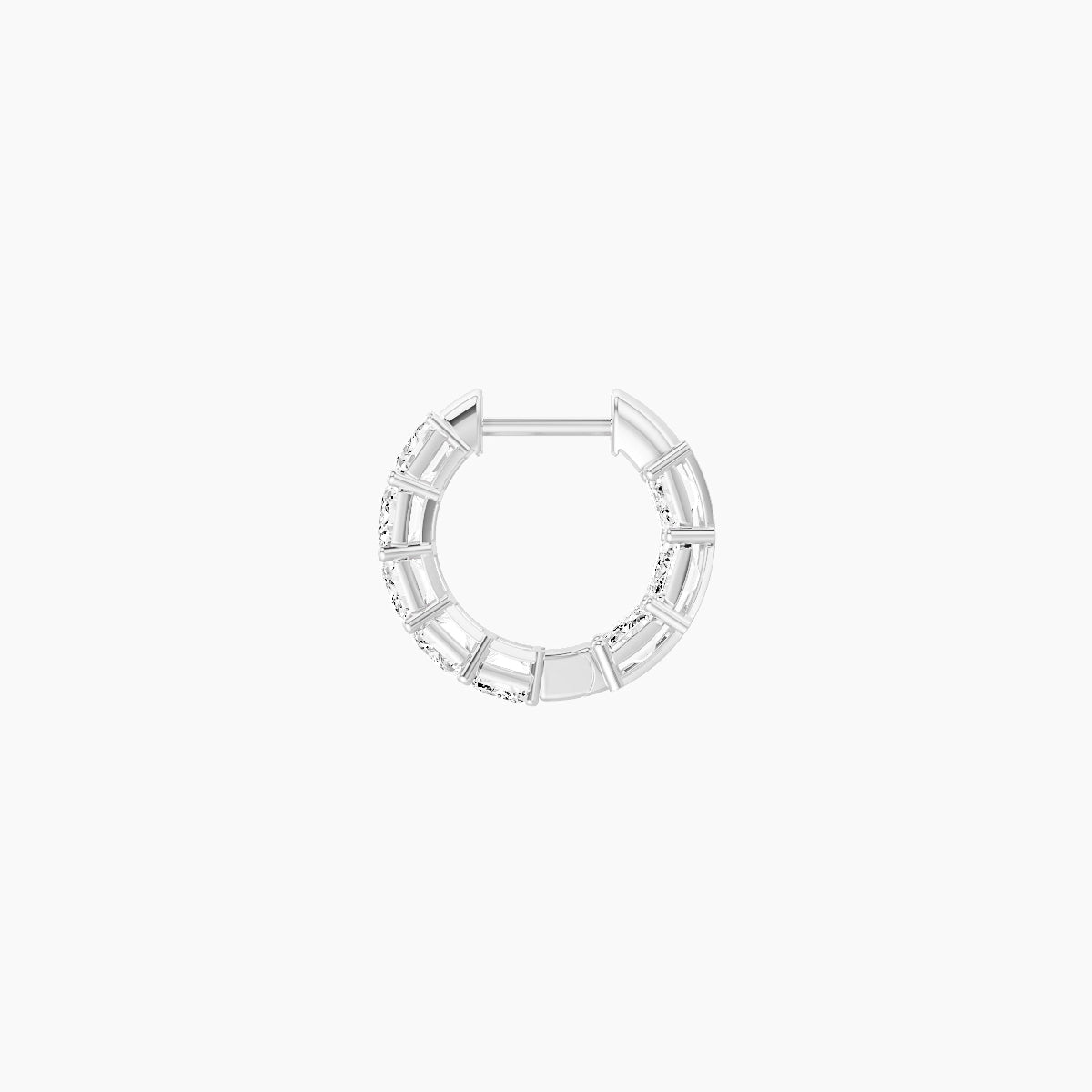 18k White Gold 1cm Emerald White Lab Diamond Inside-Out Hoop Earrings | 4.8 ct total