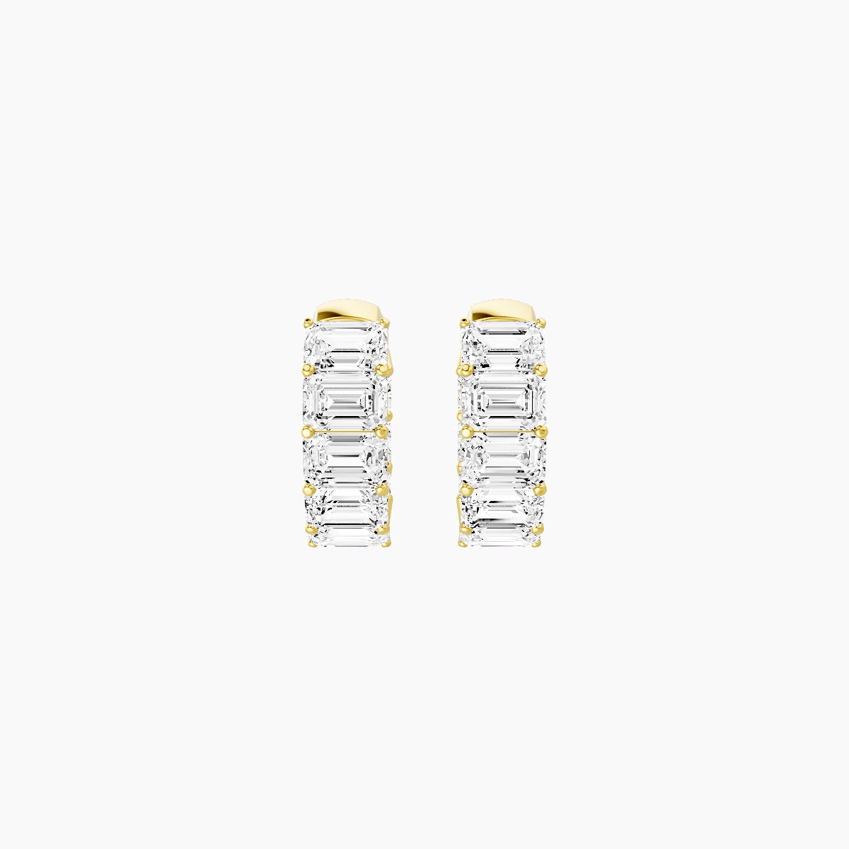 18k Yellow Gold 1cm Emerald White Lab Diamond Inside-Out Hoop Earrings | 4.8 ct total