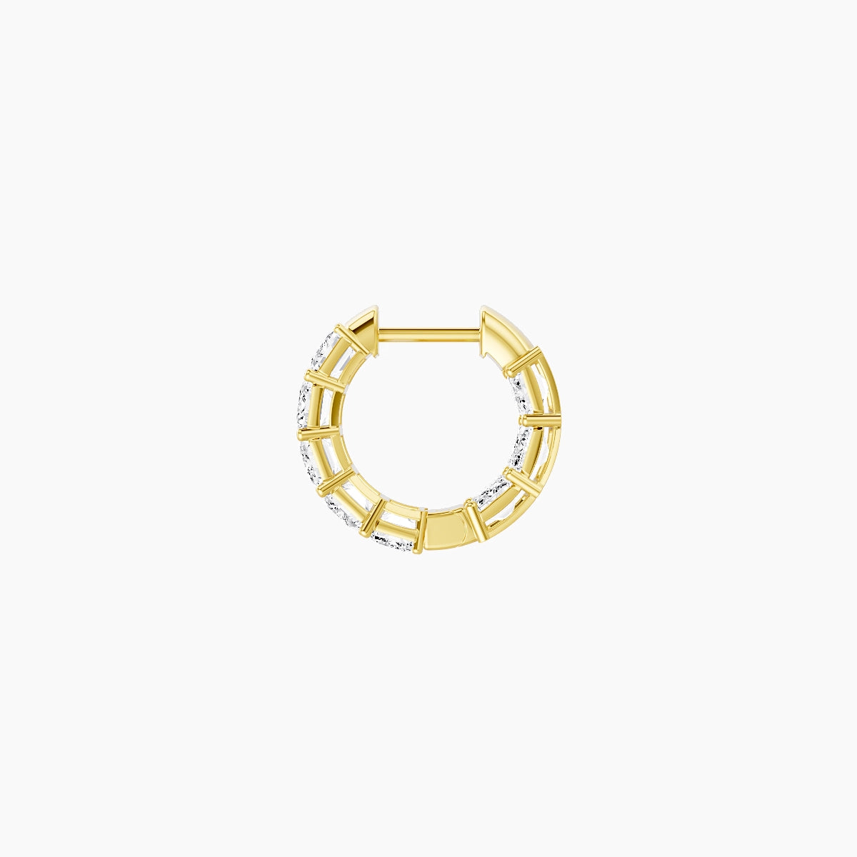 18k Yellow Gold 1cm Emerald White Lab Diamond Inside-Out Hoop Earrings | 4.8 ct total