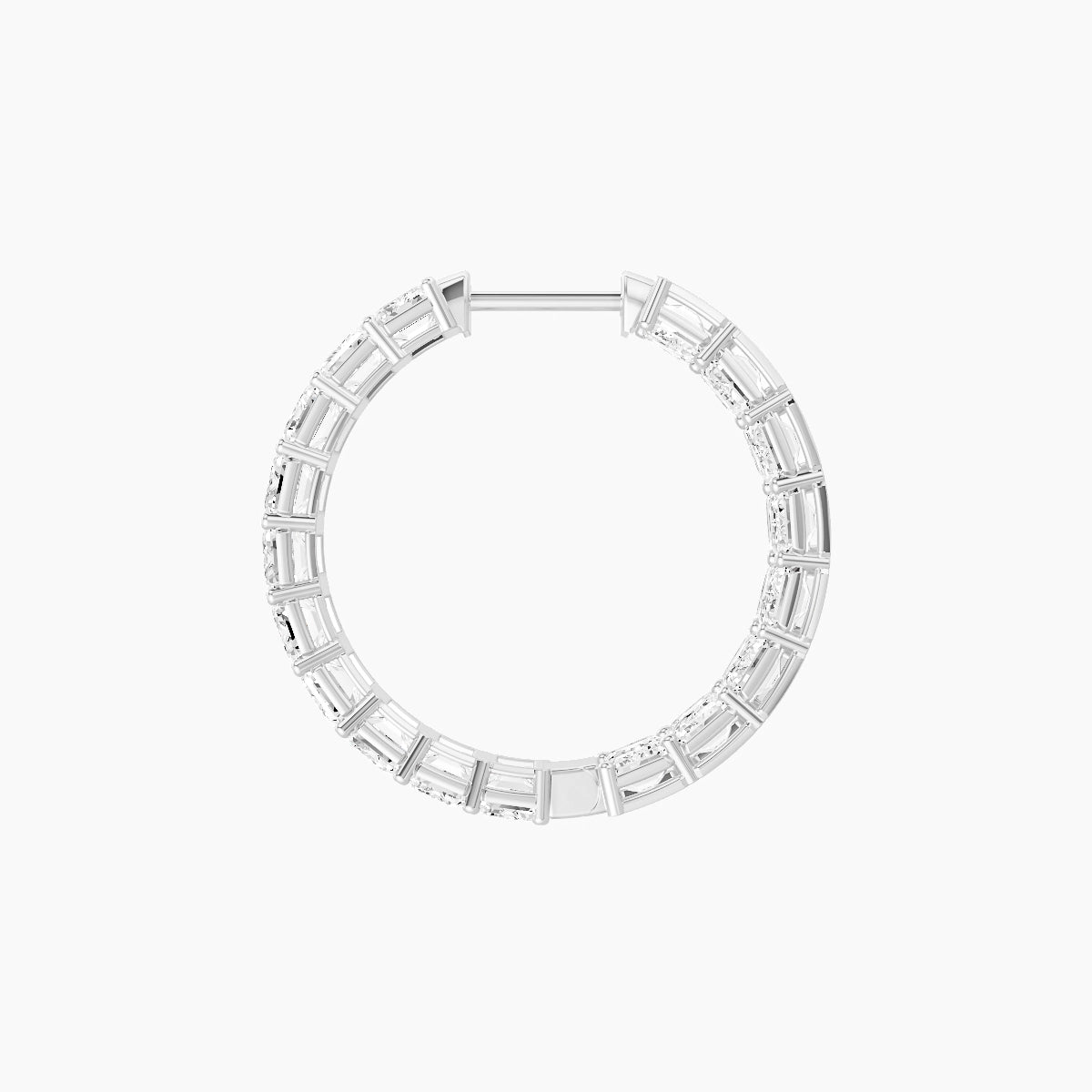 18k White Gold 2cm Emerald White Lab Diamond Inside-Out Hoop Earrings | 10.8 ct total